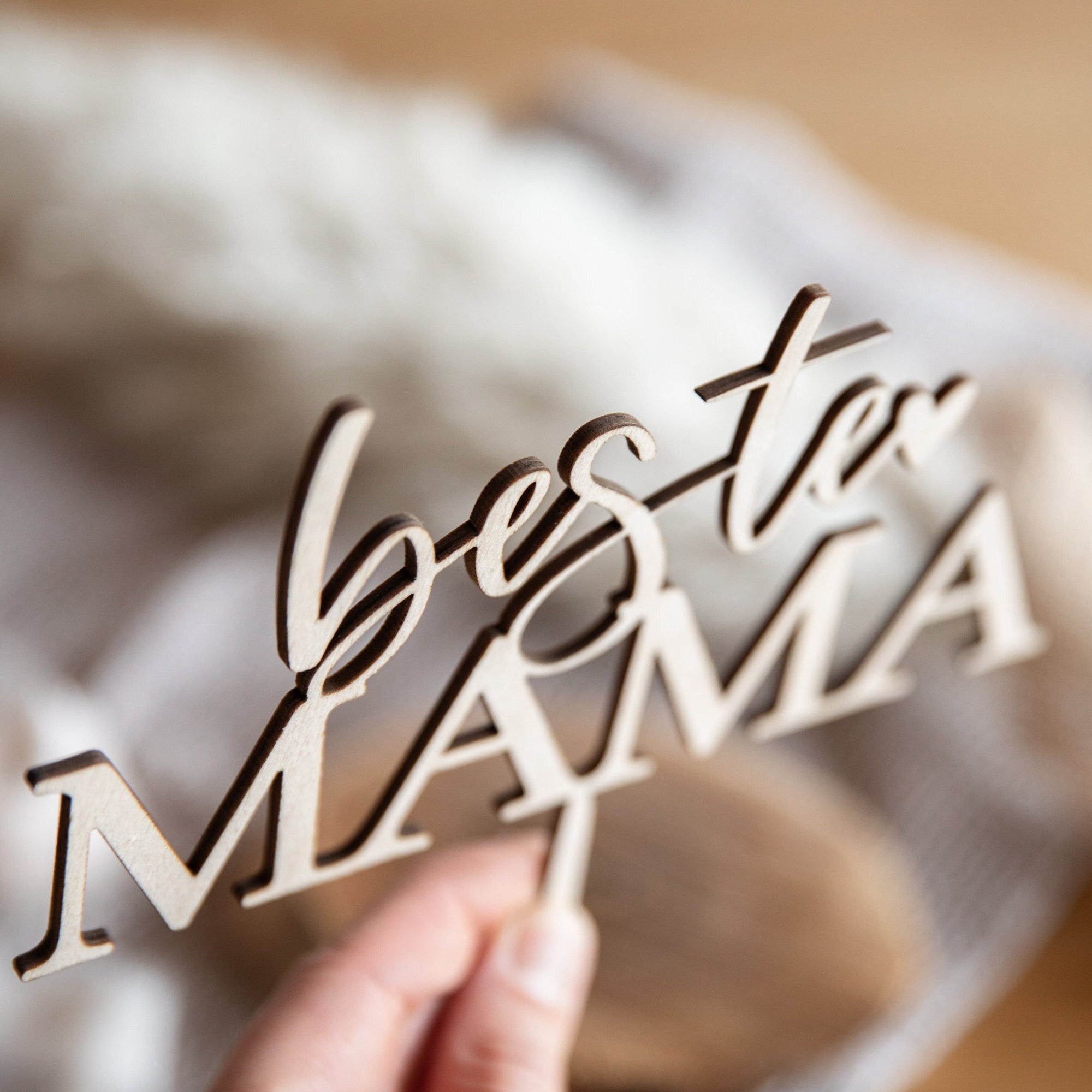 Caketopper Beste Mama / Muttertag Kuchen / Mama / Mutter Kuchenstecker / Tortentopper Holz / Muttertagskuchen Deko / Torte Stecker