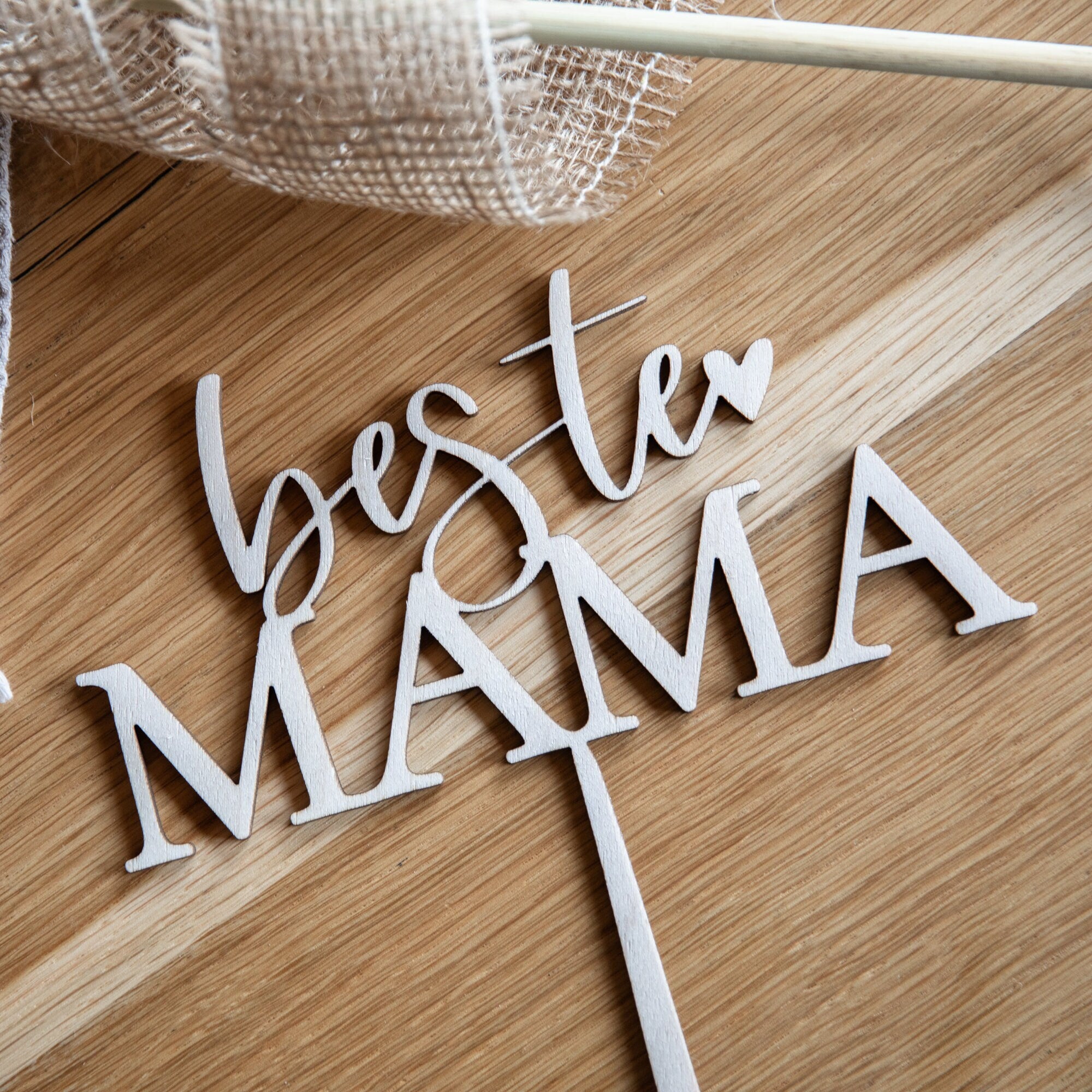 Caketopper Beste Mama / Muttertag Kuchen / Mama / Mutter Kuchenstecker / Tortentopper Holz / Muttertagskuchen Deko / Torte Stecker