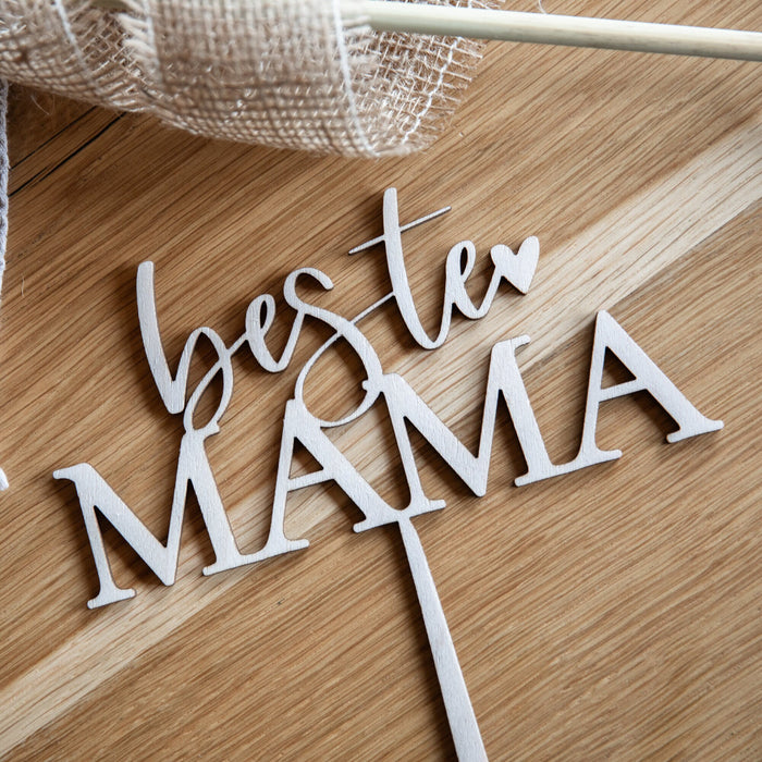 Caketopper Beste Mama / Muttertag Kuchen / Mama / Mutter Kuchenstecker / Tortentopper Holz / Muttertagskuchen Deko / Torte Stecker