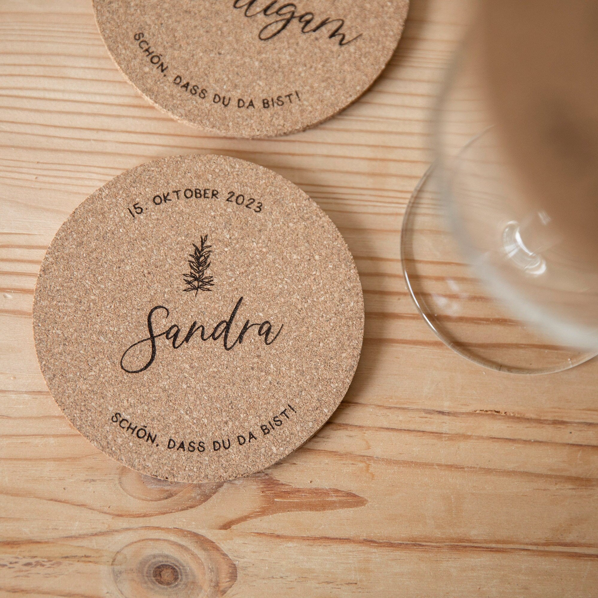 Tisckarten Hochzeit Kork / Gastgeschenk Hochzeit / Untersetzer Kork / Namensschild Hochzeit / Sitzplan Hochzeit / Holz Name / Platzkarten