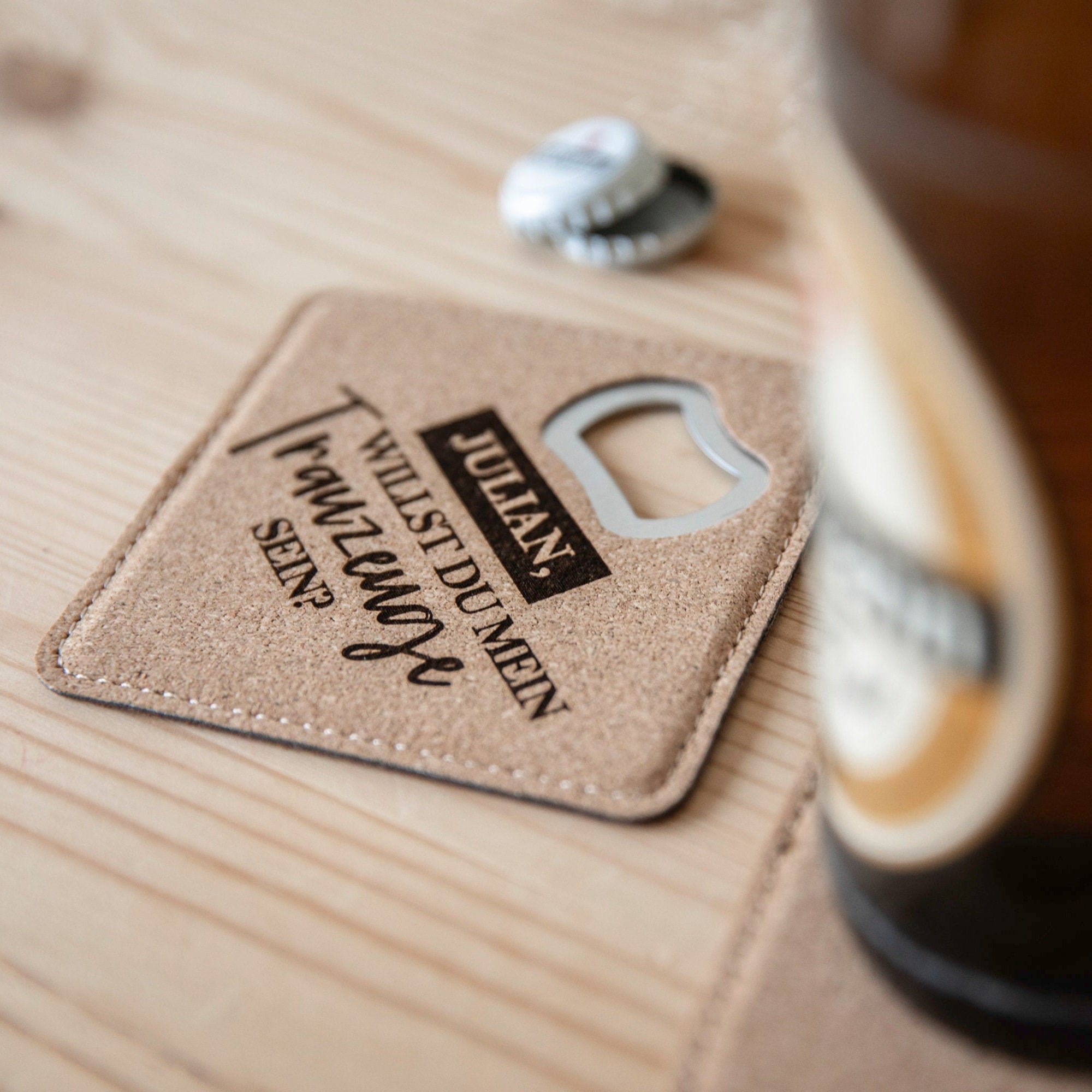 Trauzeuge fragen Geschenk für Männer Flaschenöffner / Kork Untersetzer mit integriertem Öffner / Geschenkidee Männer / Trauzeugengeschenk