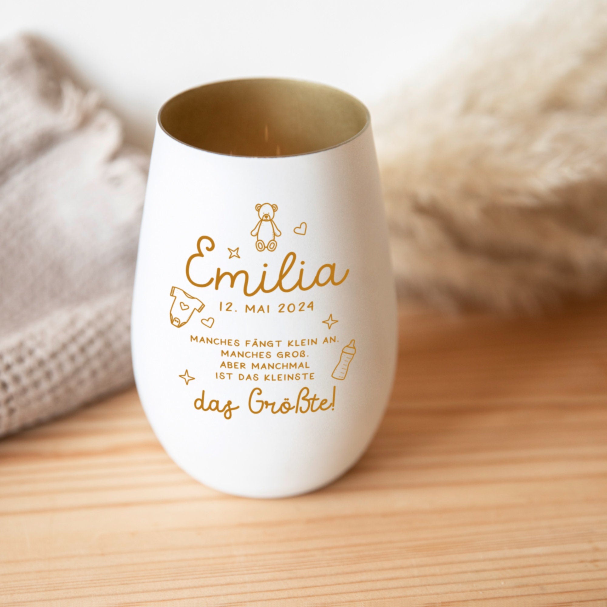 Personalisiertes Windlicht als Geschenk zur Geburt / Windlicht mit Gravur / Geburtsgeschenk / Geschenk Baby Geburtsdaten / Babygeschenk