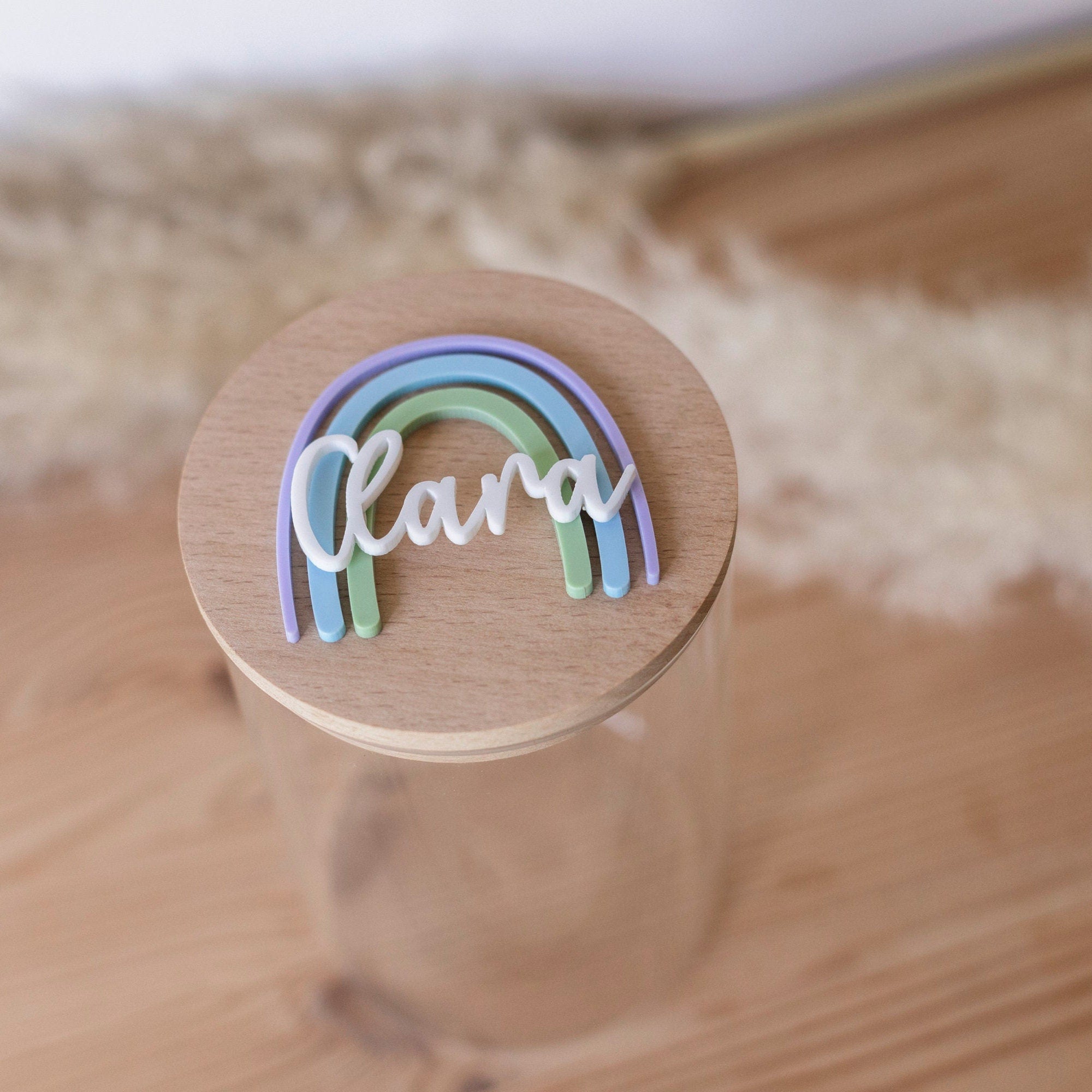 Personalisiertes Vorratsglas mit Regenbogen – Einzigartiges Geschenk zur Verabschiedung im Kindergarten mit Name - Abschiedsgeschenk Krippe