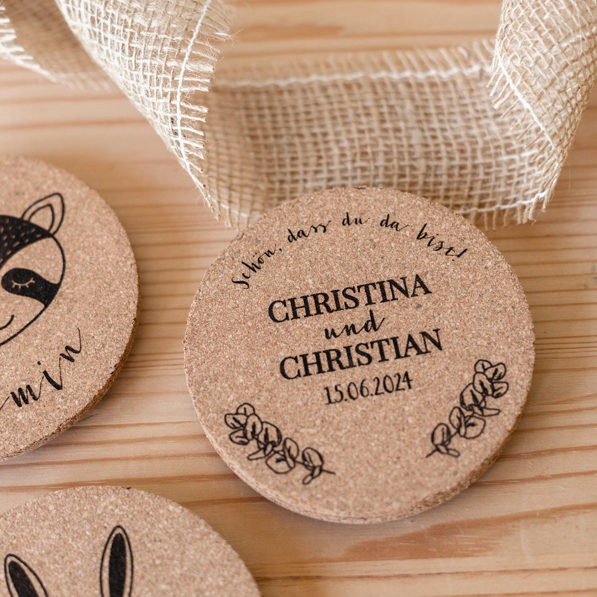 Tisckarten Hochzeit Kinder / Gastgeschenk Kinder / Untersetzer Kork / Hochzeitsgäste Platzkarten / Kinder Beschäftigung Hochzeit / Waldtiere