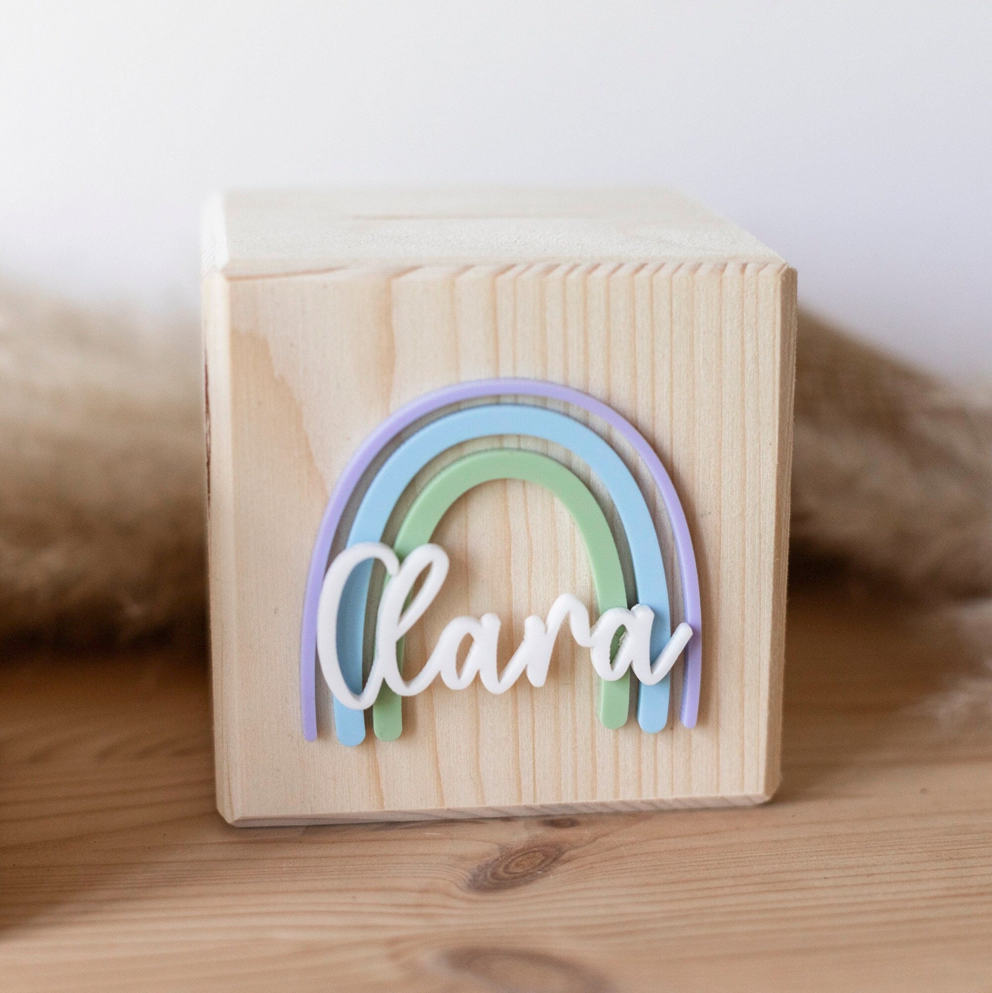 Spardose personalisiert / Spardose Mädchen / Spardose personalisiert / Spardose Holz / Taufgeschenk Mädchen / Spardose Regenbogen Acryl