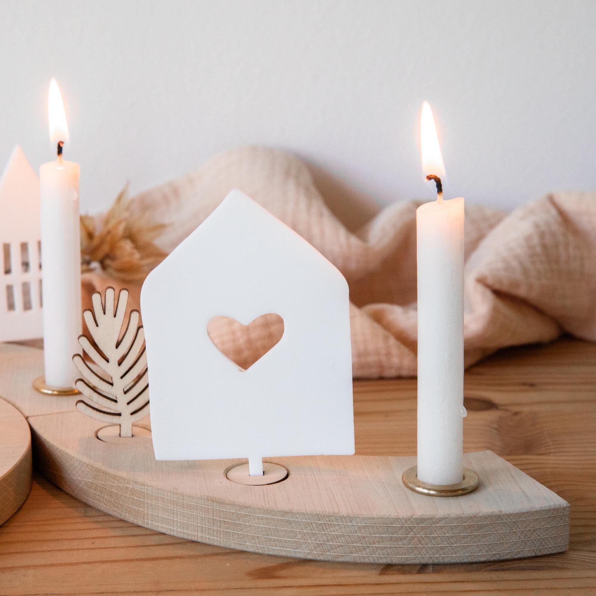 Holzkranz modern Advent / Adventskranz Holz / Geburtstagskranz / Häuser Weihnachten / Lichterhäuser / Häuserkranz / Lichthaus / Adventsdeko