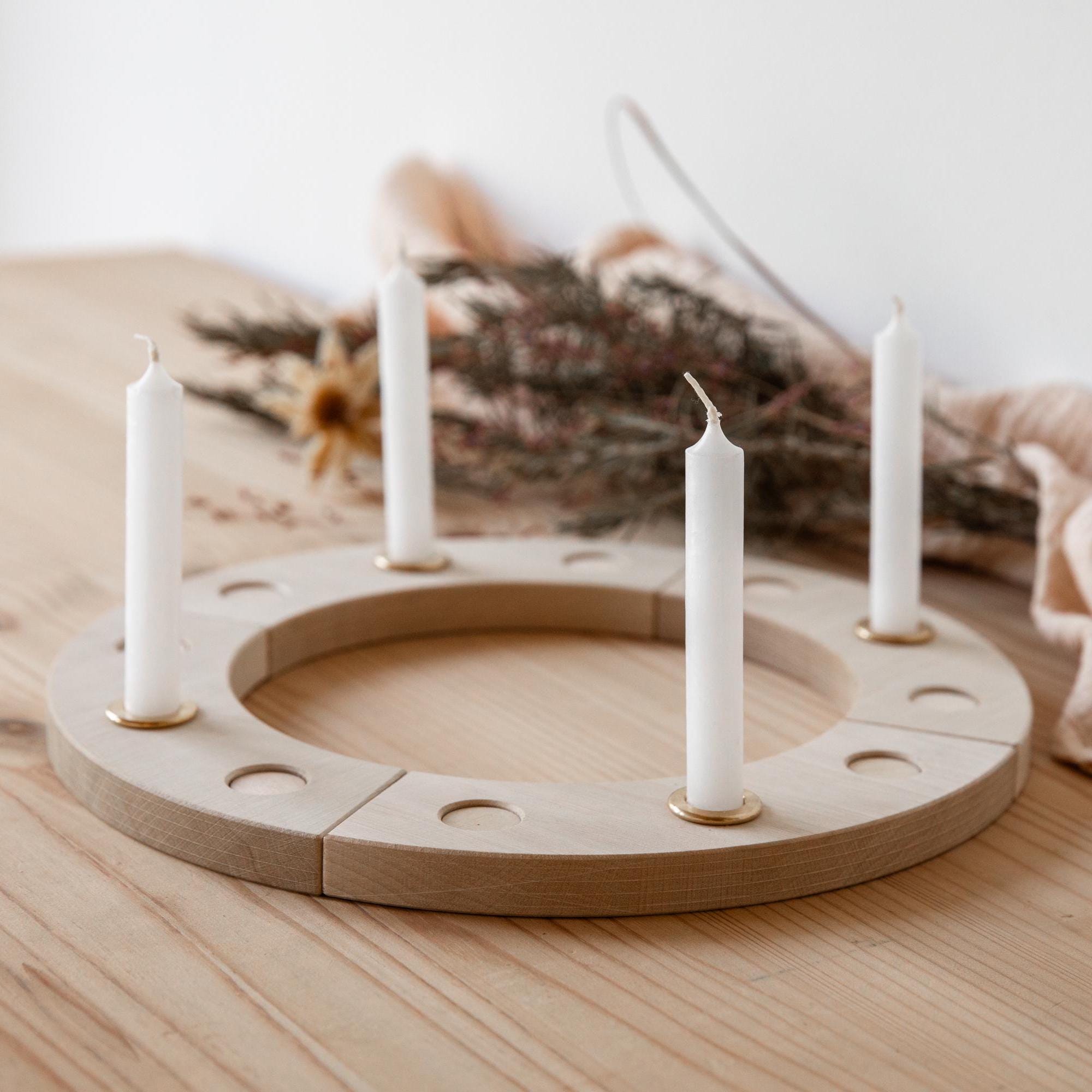 Adventskranz mit Holzzahlen / Adventsteller Kerzen / Holzkranz Deko Winter / Adventsdeko Holz / Weihnachtskranz / Holzteller modern Advent