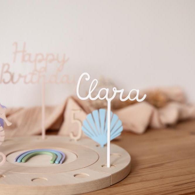 Personalisierter Geburtstagsteller Unterwasser für Mädchen / Bunter Geburtstagskranz aus Holz mit Gravur / Kindergeburtstag Meerjungfrau
