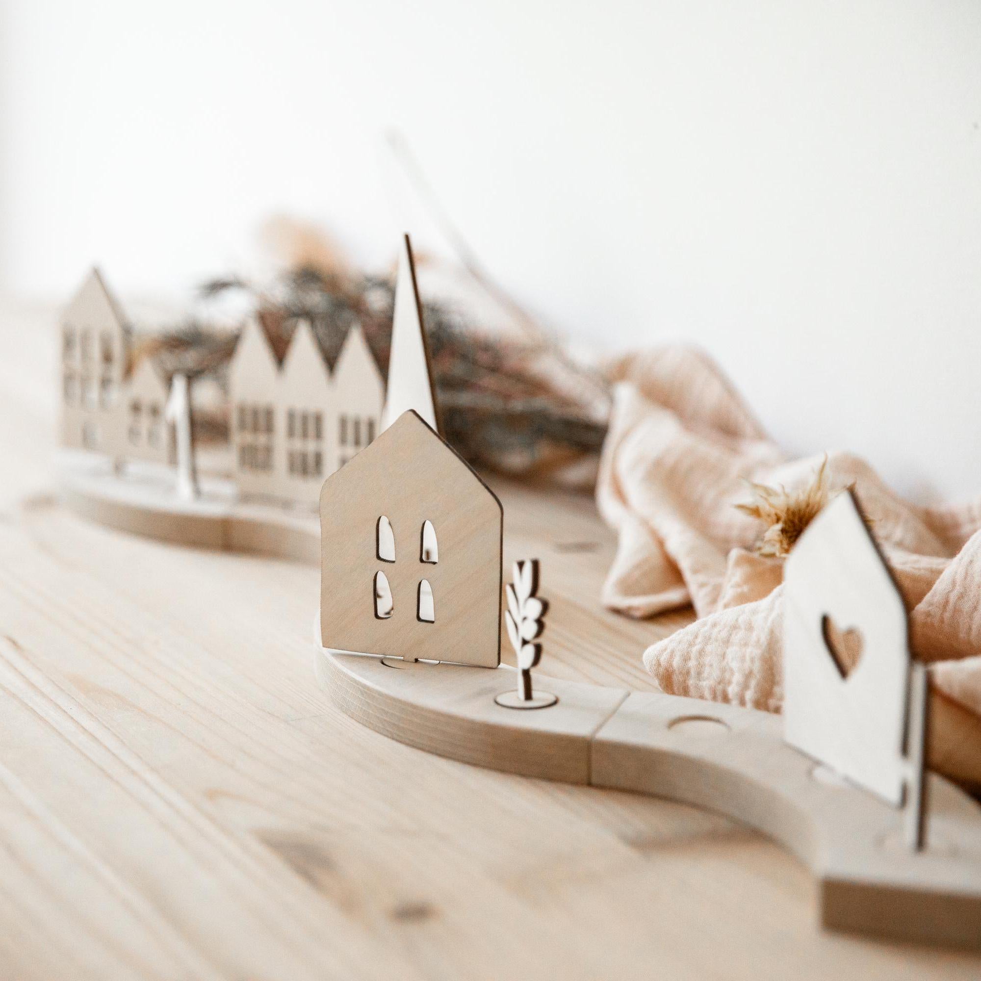 Holzkranz modern Advent / Adventskranz Holz / Geburtstagskranz / Häuser Weihnachten / Lichterhäuser / Häuserkranz / Lichthaus / Adventsdeko