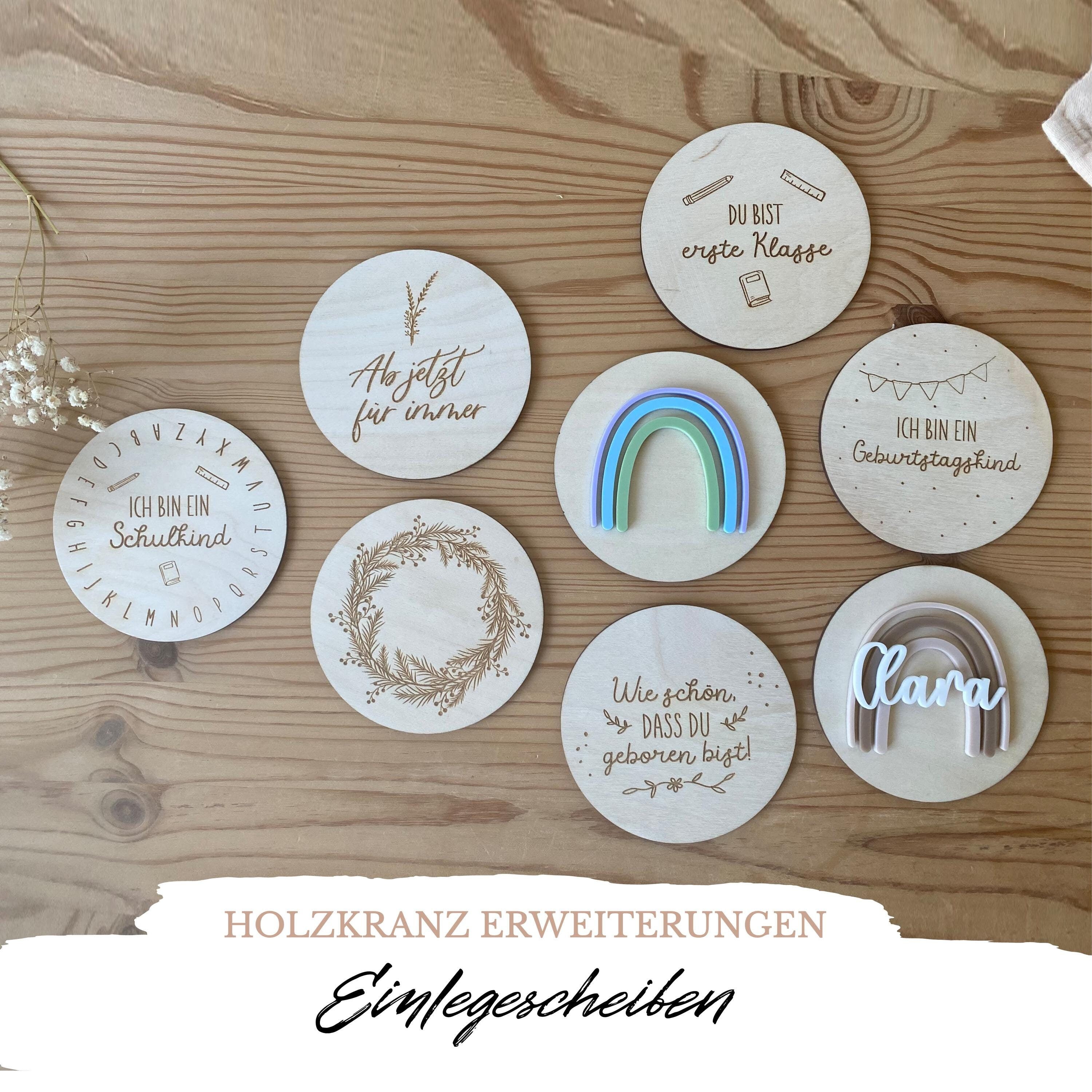 Erweiterung Geburtstagsteller Einlegescheiben / Schulkind / Geburtstag / Weihnachten / Hochzeit / Zubehör Geburtstagskranz / Geburtstagszug