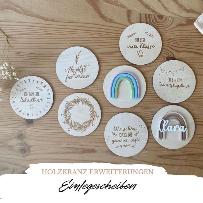 Erweiterung Geburtstagsteller Einlegescheiben / Schulkind / Geburtstag / Weihnachten / Hochzeit / Zubehör Geburtstagskranz / Geburtstagszug