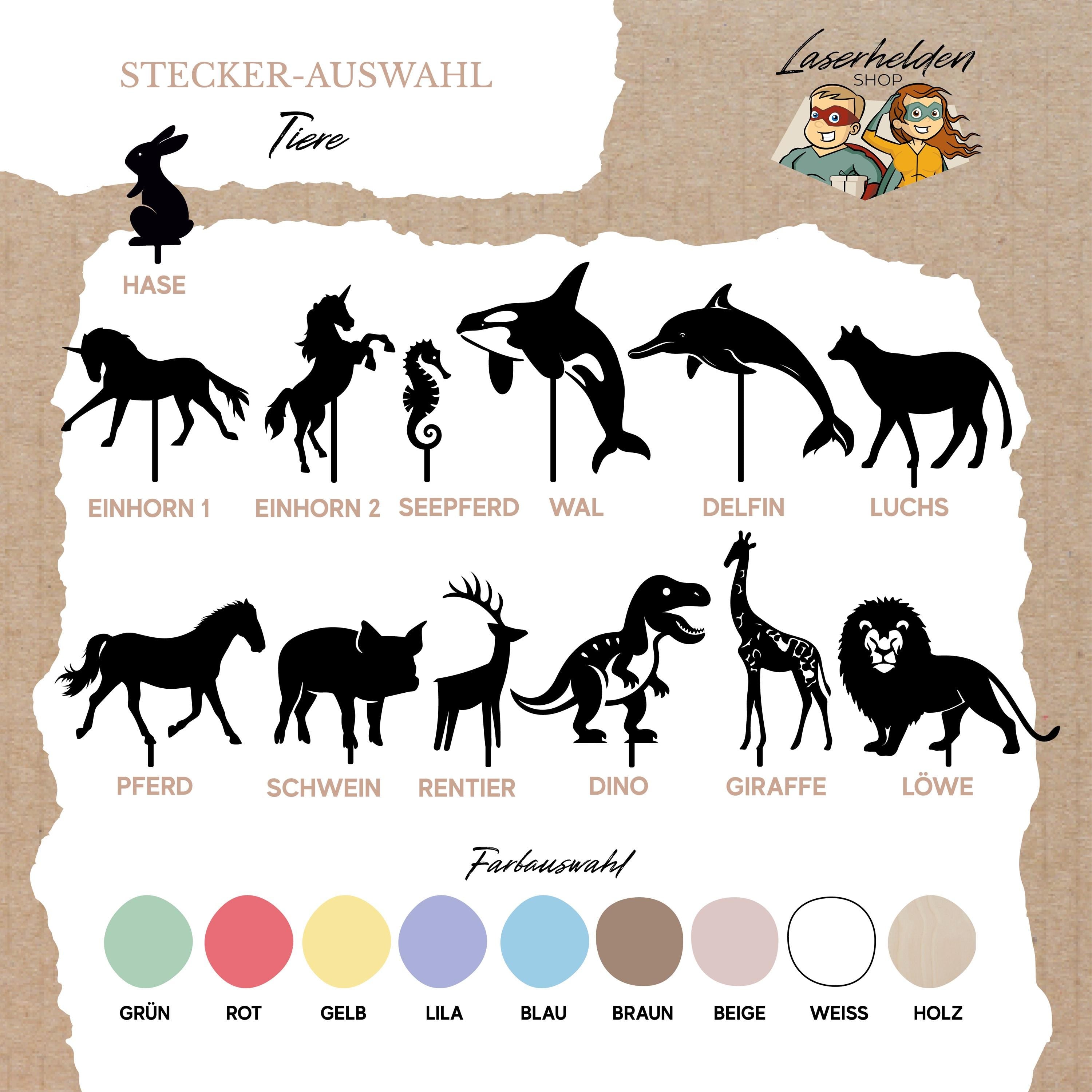 Erweiterung für Geburtstagskranz aus Holz / Tiere Stecker / Zubehör Geburtstagring | Steckfiguren Safari | Kindergeburtstag Deko Tiere / Wal