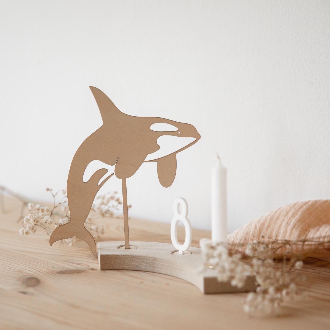 Erweiterung für Geburtstagskranz aus Holz / Tiere Stecker / Zubehör Geburtstagring | Steckfiguren Safari | Kindergeburtstag Deko Tiere / Wal