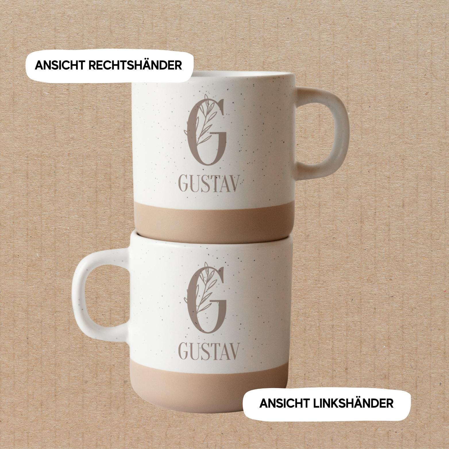 Personalisierte Tasse Anfangsbuchstabe / Geschenk Freundin / Geschenkidee Frau Geburtstag / Weihnachten Kleinigkeit / Gravur Name / Steingut