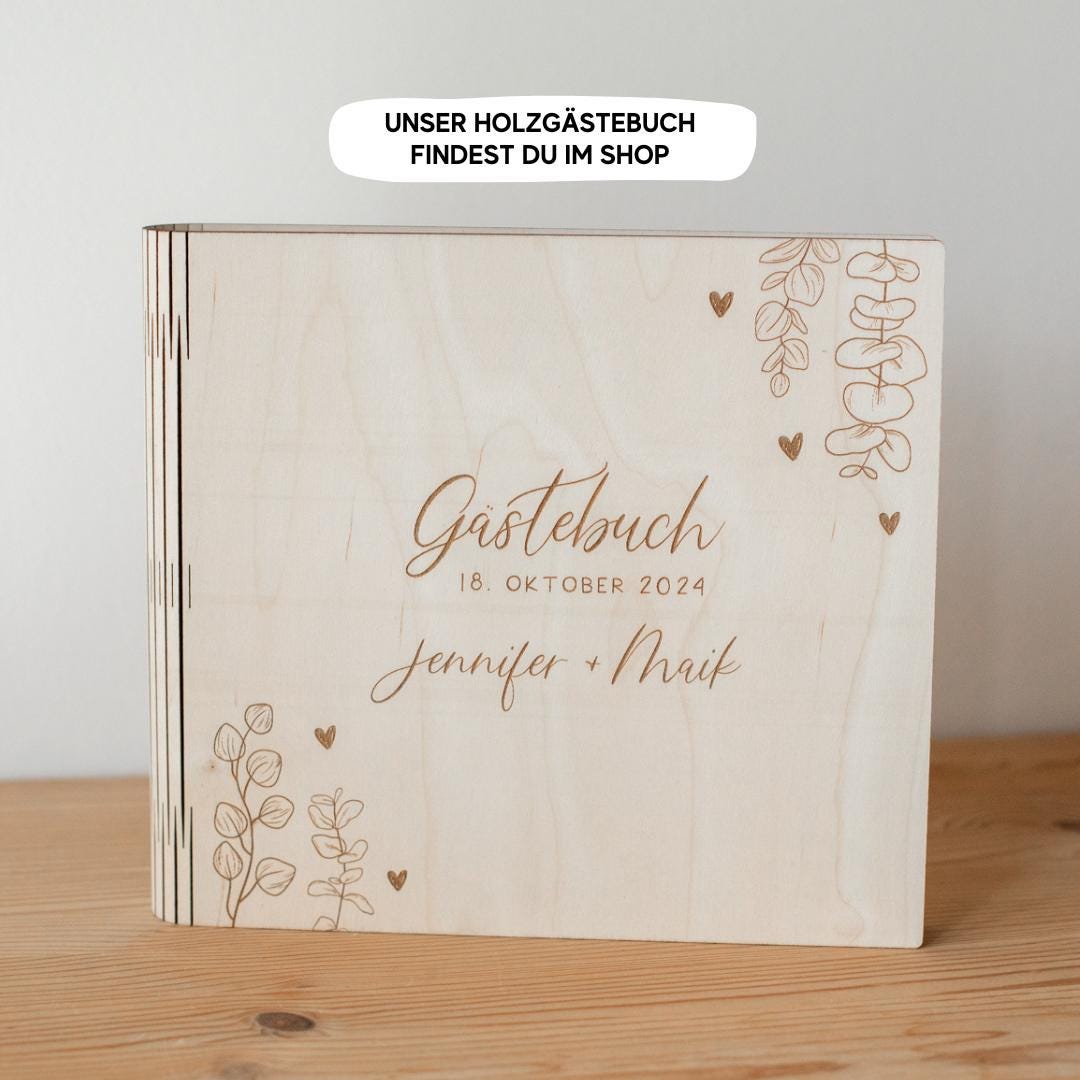 Gästebuchseiten / Inhaltsseiten für dein personalisiertes Gästebuch aus Holz zur Hochzeit / Gästebuchkarten / Hochzeitsgästebuch / Fotobox