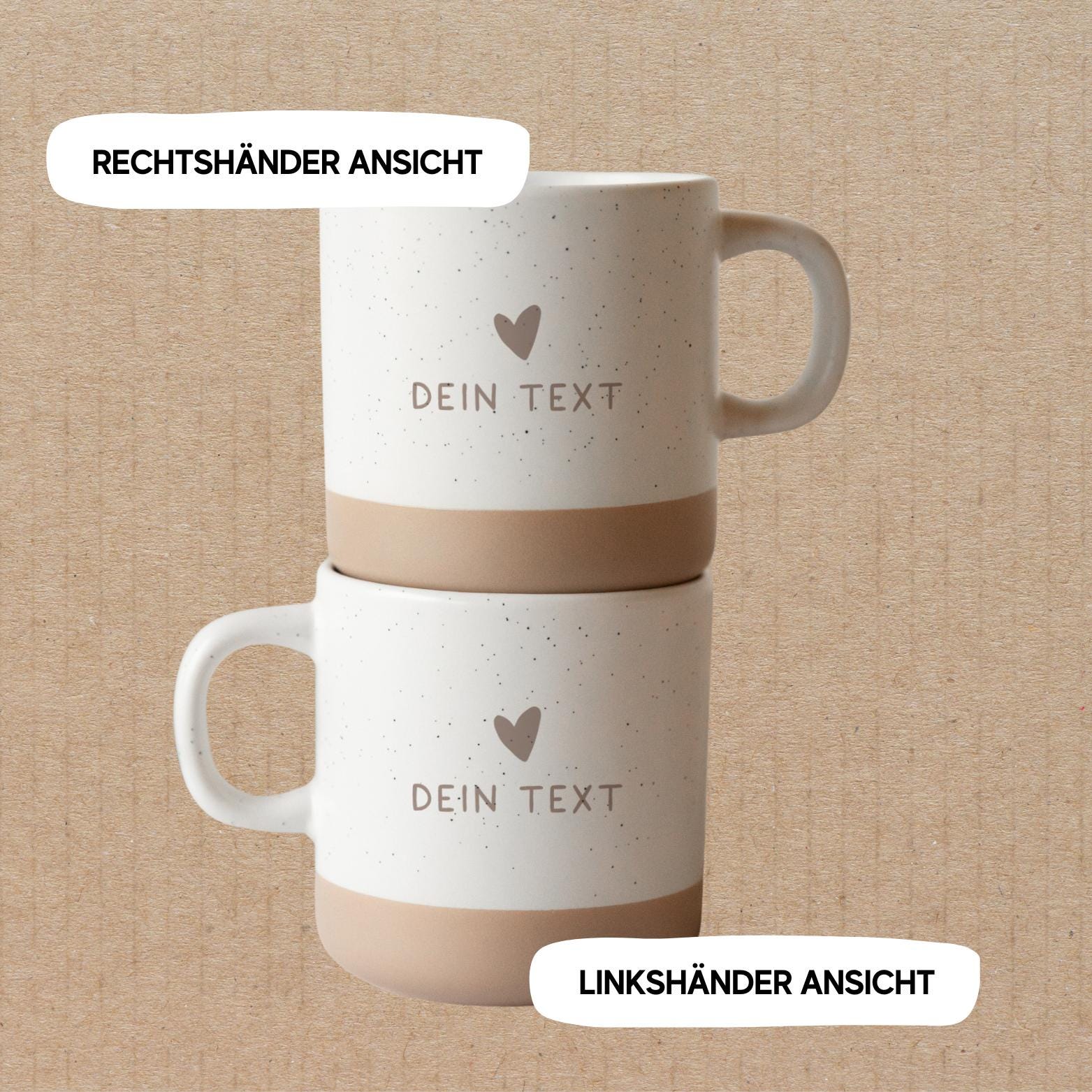 Tasse mit Wunschtext und Herz / Tasse mit Wunschgravur / Personalisierte Tasse mit deinem Text / Steingut eigene Gravur / Geschenk Frauen