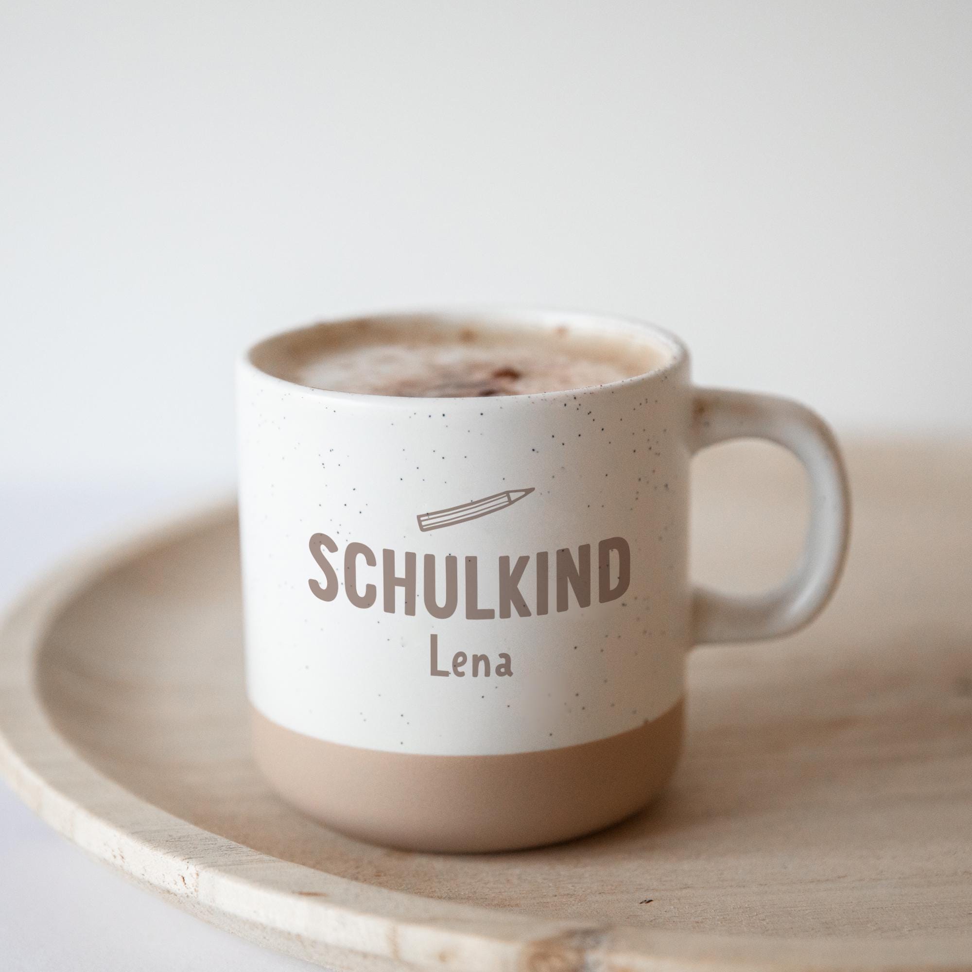 Personalisierte Tasse Schulkind mit Name – Gravierte Tasse Einschulung – Geschenk zur Einschulung mit Stift-Motiv – Schulanfang Tasse