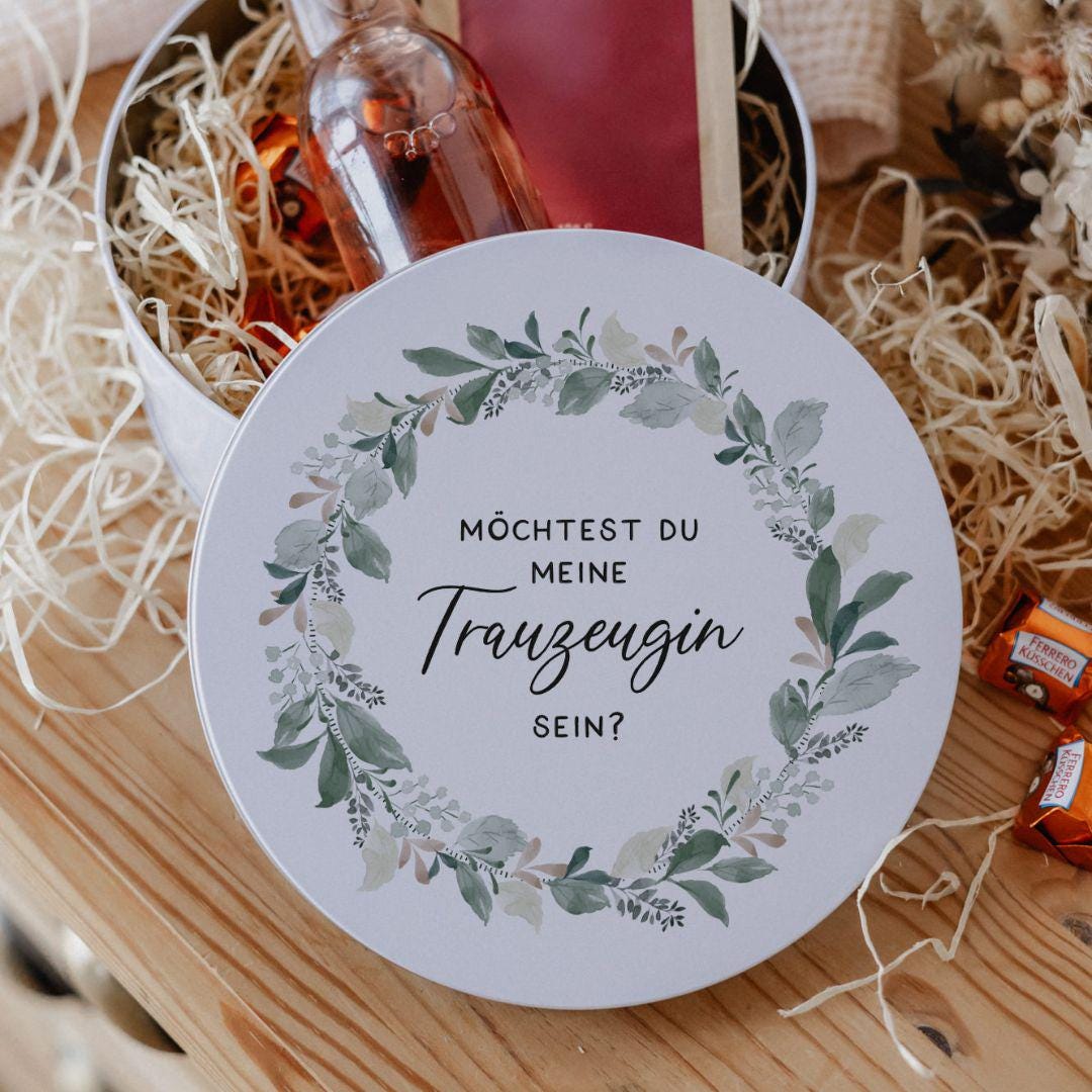 Personalisierte Keksdose Trauzeugin fragen mit Name aus Acryl