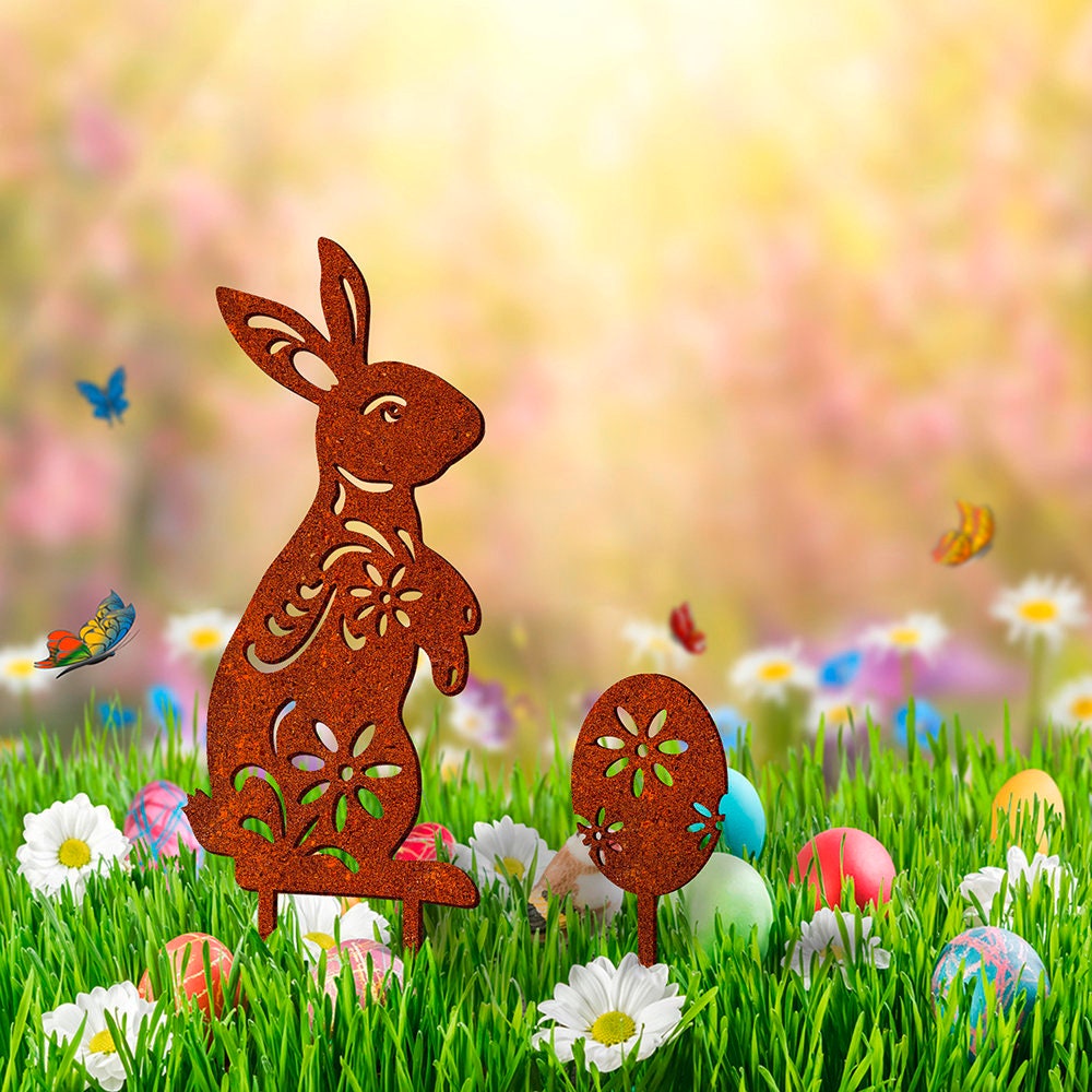 Osterhase Corten - Hase Metall - Osterdekoration - Gartenstecker Ostern - Osterhase Edelrost - Rost Deko Ostern - Gartendekoration Osterdeko