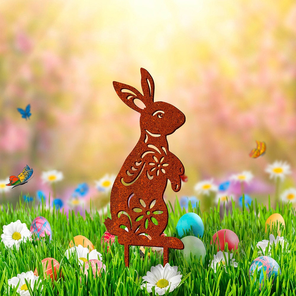 Osterhase Corten - Hase Metall - Osterdekoration - Gartenstecker Ostern - Osterhase Edelrost - Rost Deko Ostern - Gartendekoration Osterdeko