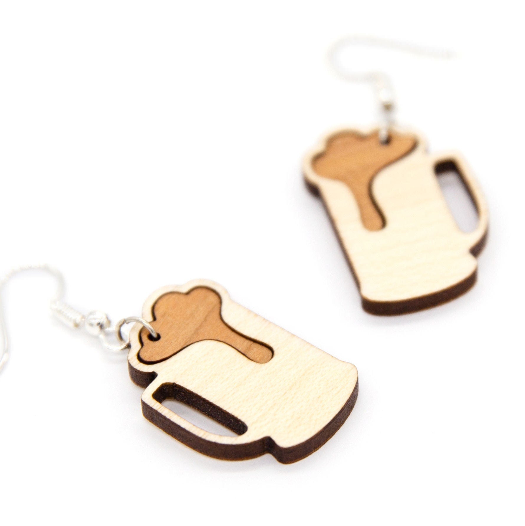 Holz Ohrhänger Maßkrug - Ohrringe aus Holz - Holzschmuck - Mode Schmuck