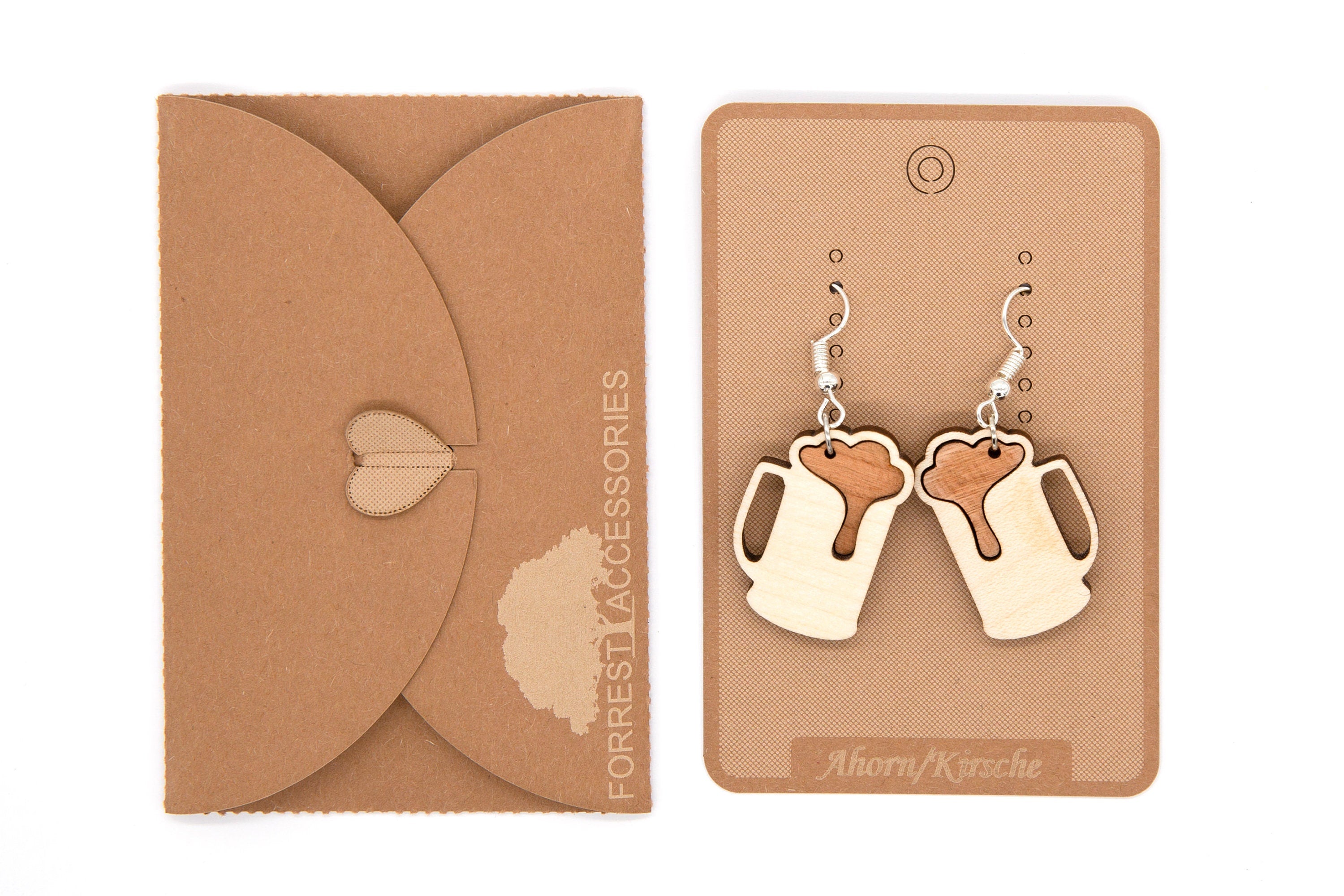 Holz Ohrhänger Maßkrug - Ohrringe aus Holz - Holzschmuck - Mode Schmuck