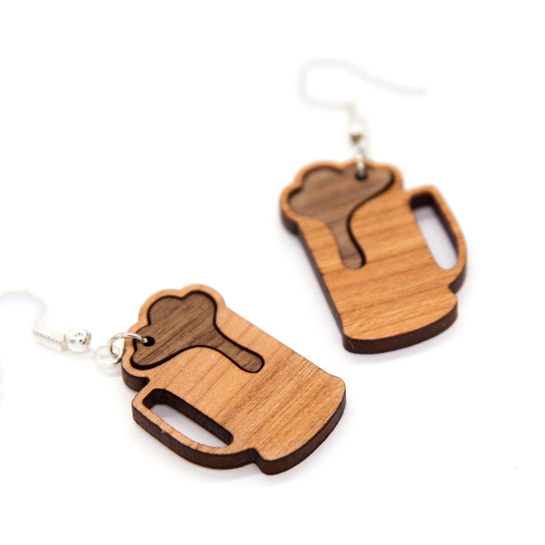 Holz Ohrhänger Maßkrug - Ohrringe aus Holz - Holzschmuck - Mode Schmuck