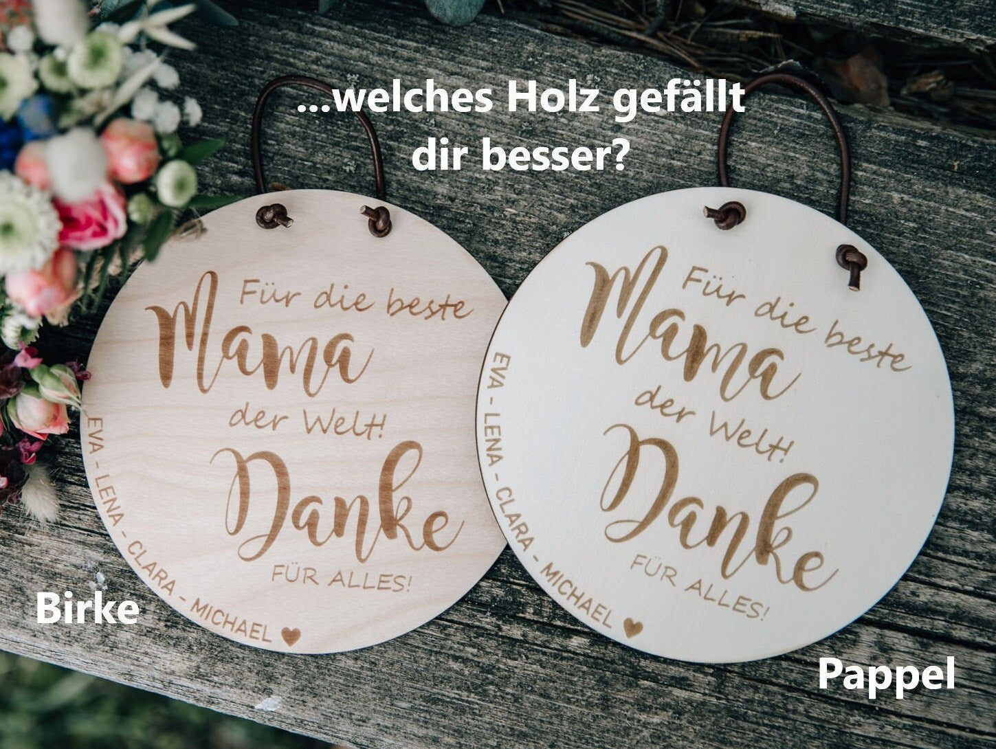 Personalisiertes Holzschild für den Muttertag - Geschenkidee Mama / Oma