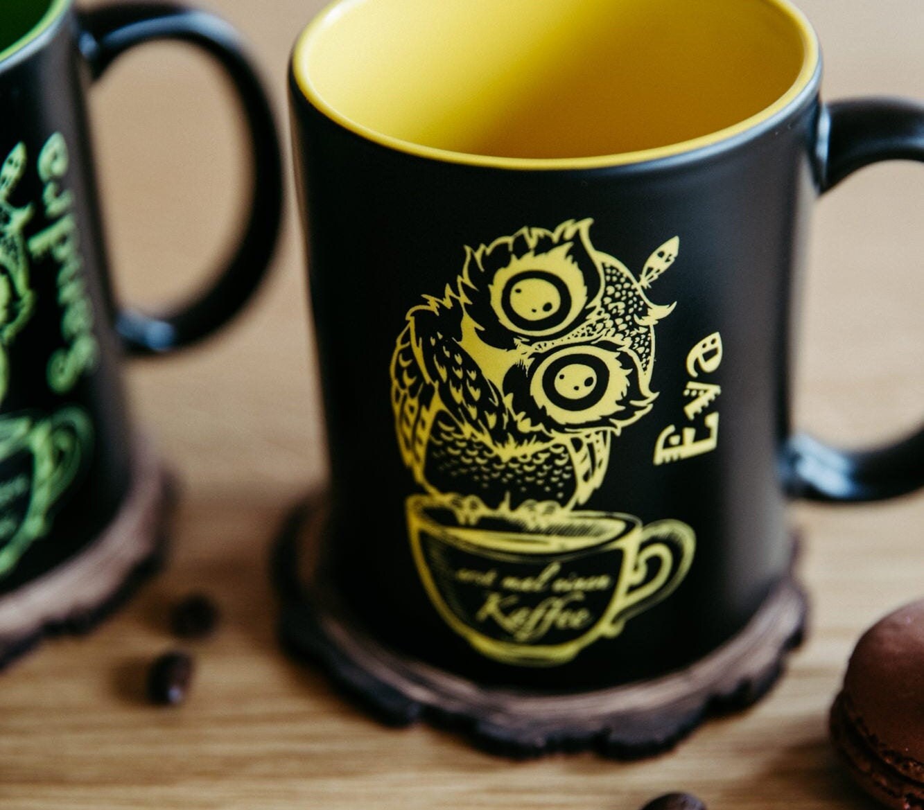 Tasse "Eule" personalisiert mit deinem Namen - Keramiktasse mit wählbarer Farbe und Lasergravur