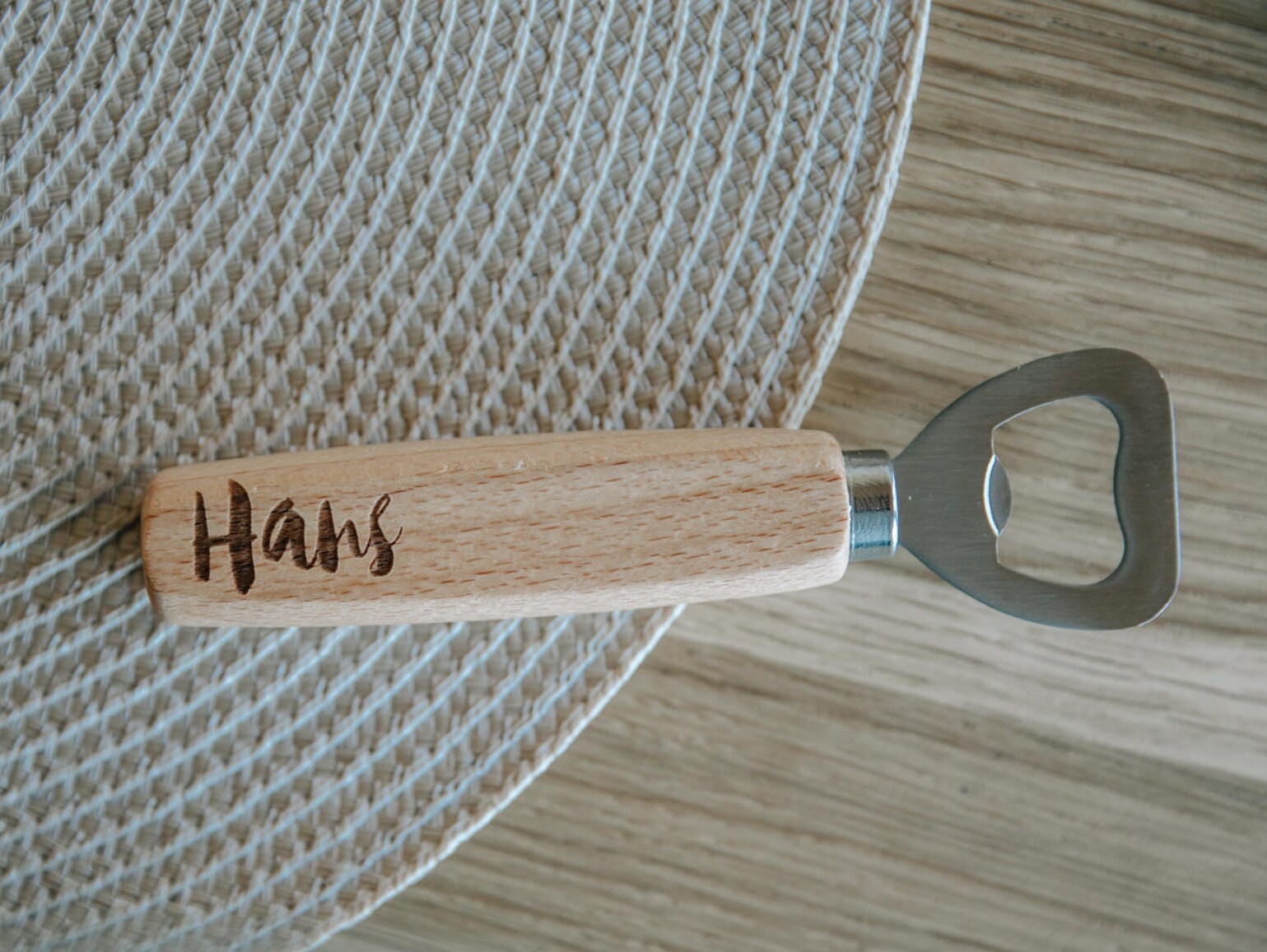 Personalisierter Flaschenöffner aus Holz "Buche" / Geschenk Uropa / Patenonkel Geschenk / Kapselheber mit Gravur