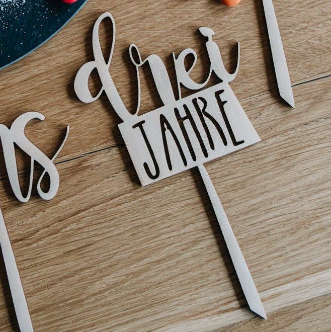 Caketopper Zahl 1-10 "eins, zwei, drei..." / Kuchendeko Geburtstag / Caketopper 1. Geburtstag / Kuchendeko Zahlen / Tortentopper Holz