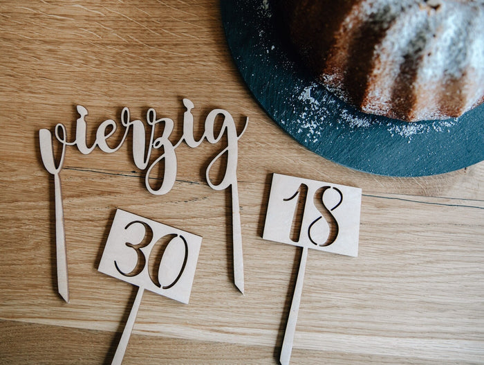 Caketopper Zahl / Kuchendeko Geburtstag / Tortenstecker Zahlen / Kuchendeko Zahlen / Tortentopper Holz / Deko runder Geburtstag