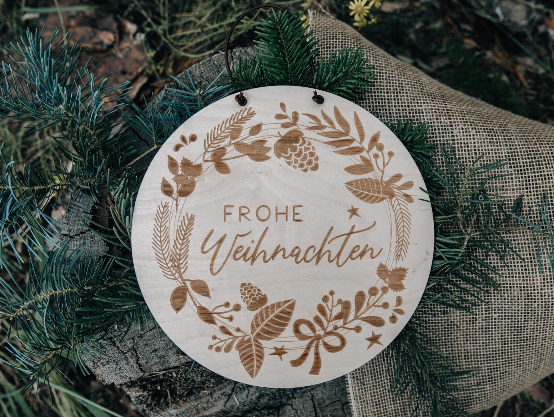 Eingangsschild aus Holz - Frohe Weihnachten - in verschiedenen Größen