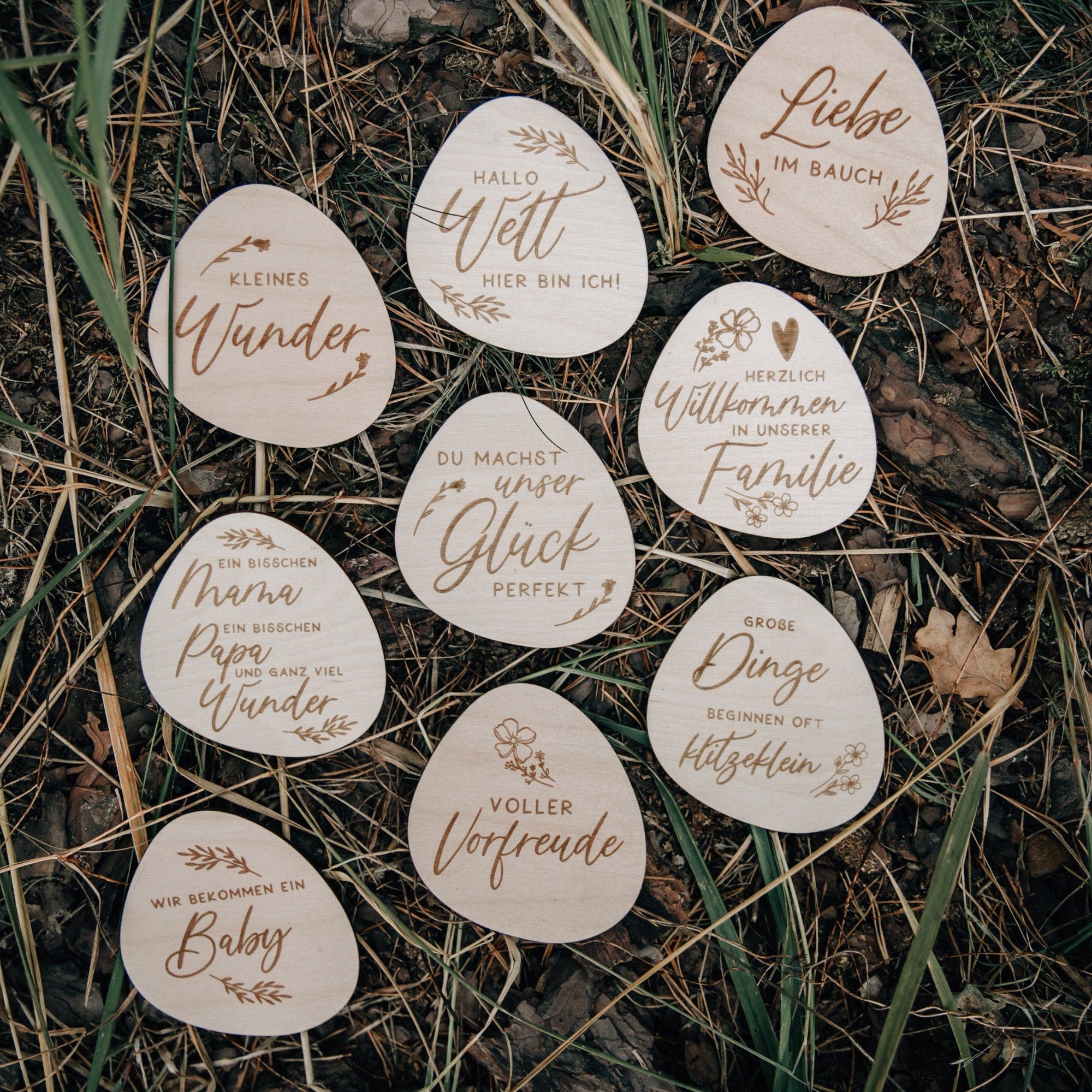 16 Meilensteinkarten Schwangerschaft aus Holz / Geschenk für Schwangere und werdende Mütter / Fotorequisiten