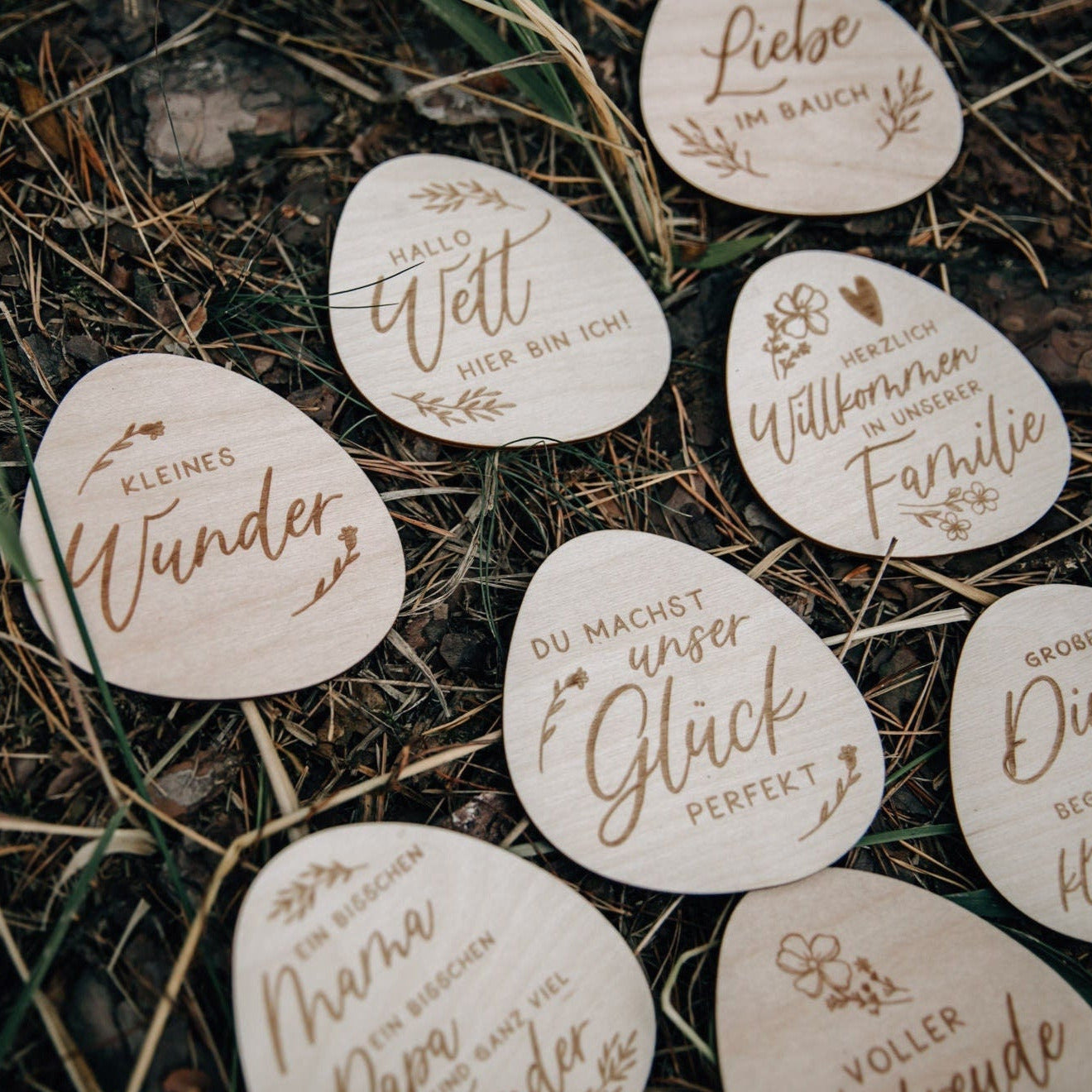 16 Meilensteinkarten Schwangerschaft aus Holz / Geschenk für Schwangere und werdende Mütter / Fotorequisiten