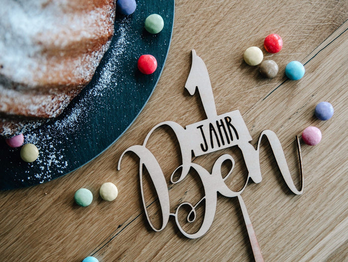 Caketopper 1-99 mit Namen personalisiert / Kuchendeko Geburtstag / Caketopper mit Vornamen / Kuchendeko Geburtstag / Tortentopper Holz