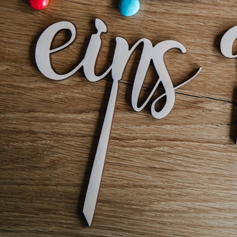 Caketopper Zahl 1-10 "eins, zwei, drei..." / Kuchendeko Geburtstag / Caketopper 1. Geburtstag / Kuchendeko Zahlen / Tortentopper Holz