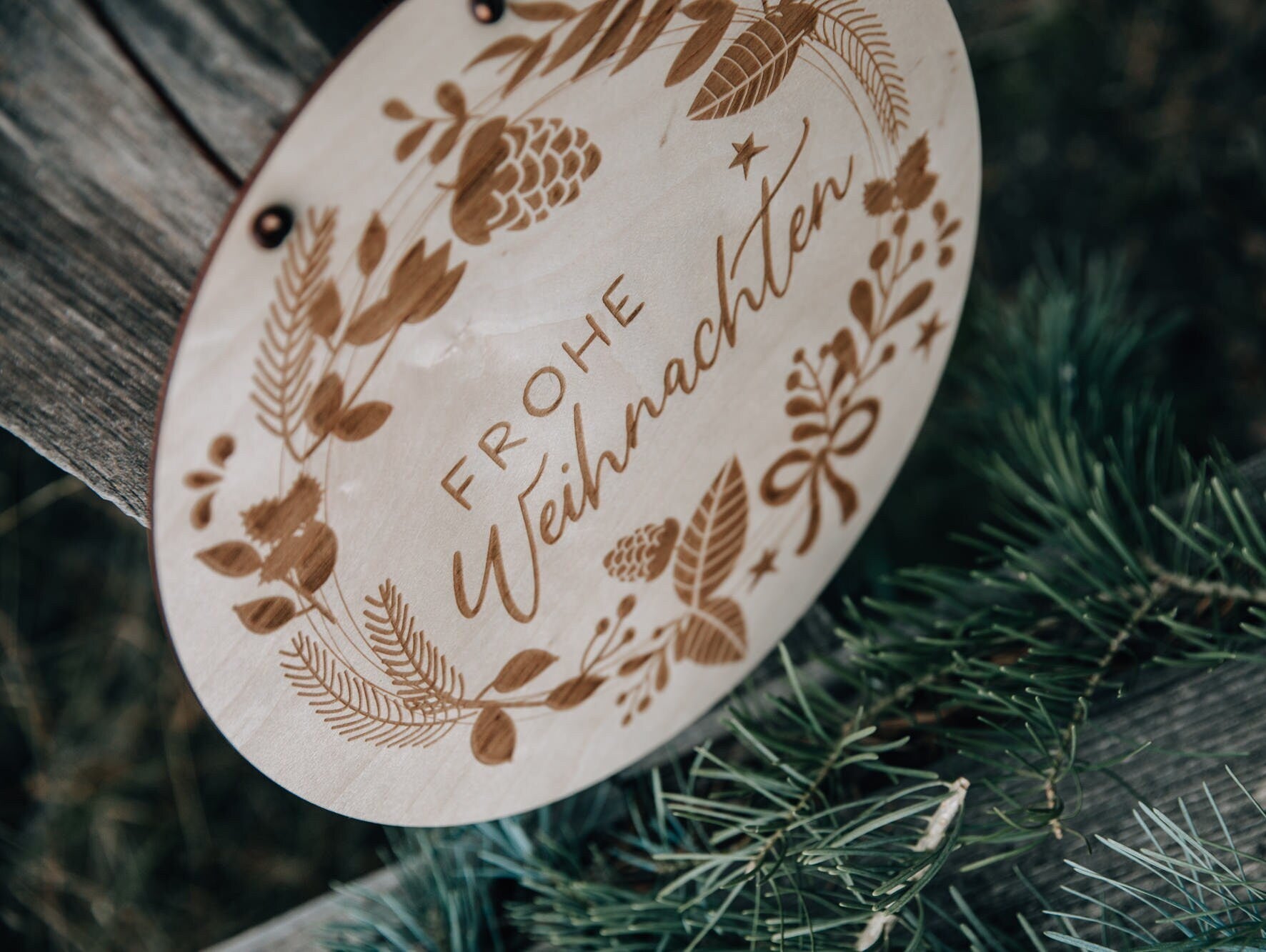 Eingangsschild aus Holz - Frohe Weihnachten - in verschiedenen Größen