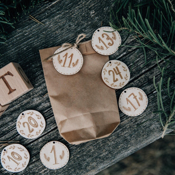 Adventskalenderzahlen 1-24 aus Holz - DIY - 24 Stück