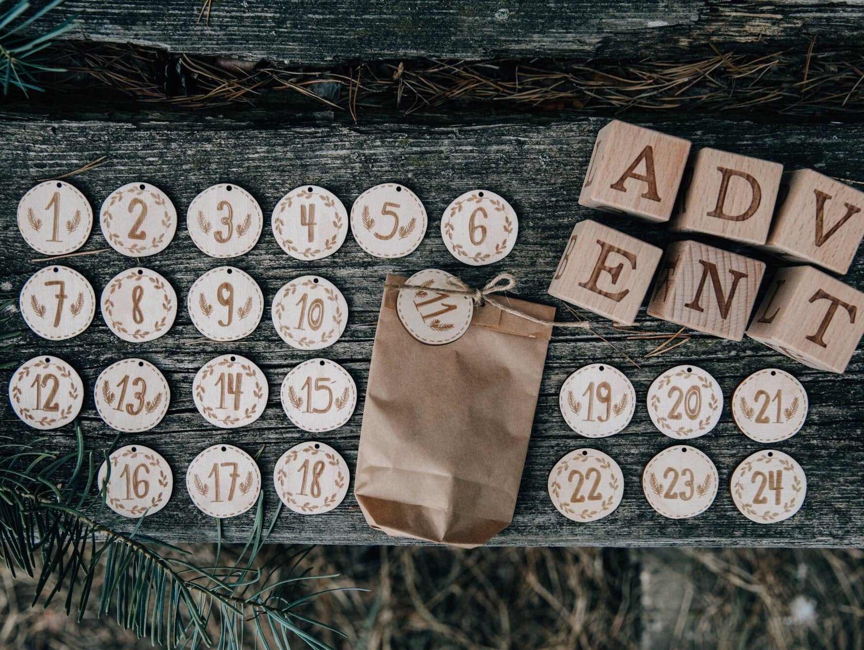 Adventskalenderzahlen 1-24 aus Holz - DIY - 24 Stück