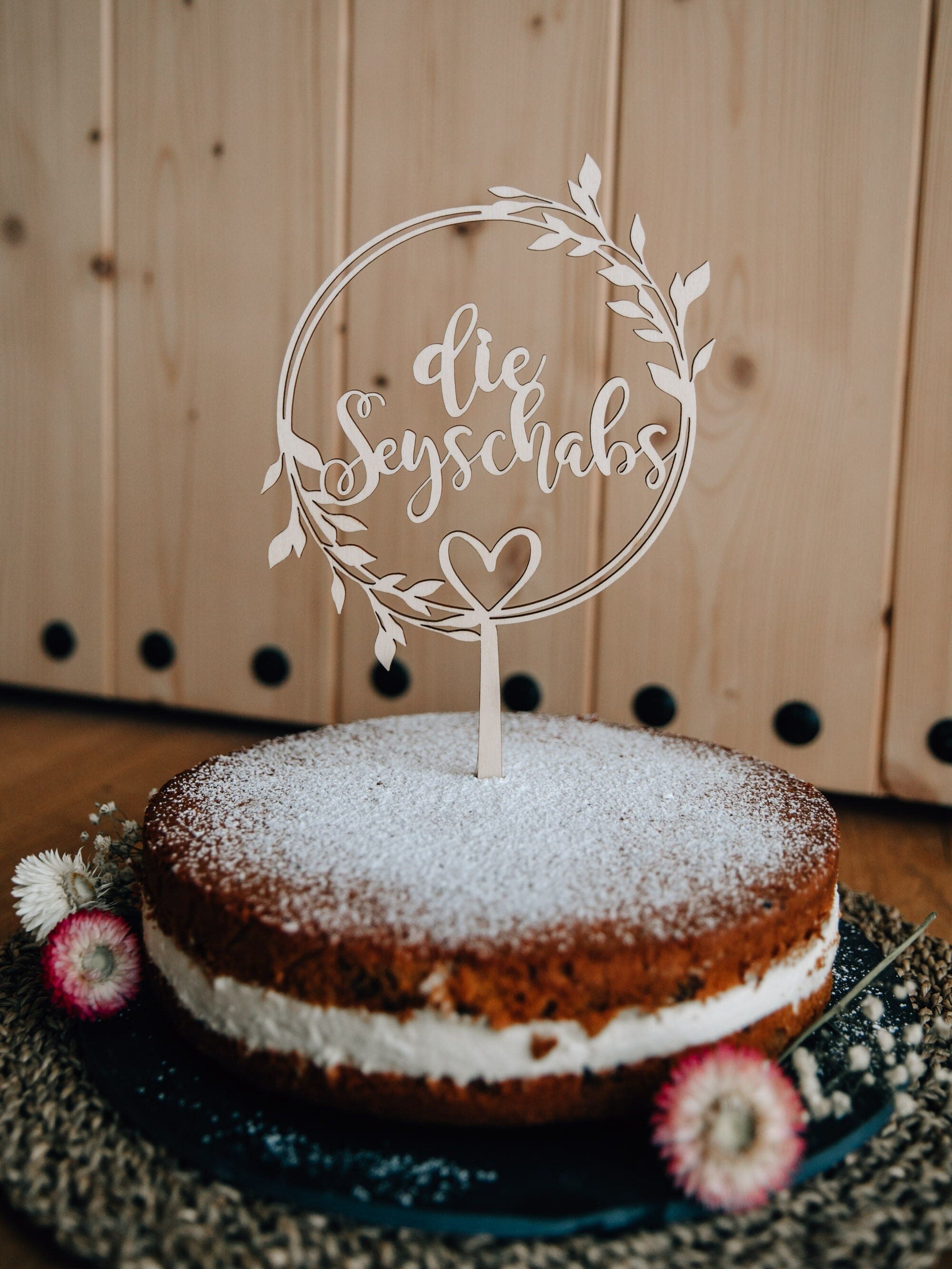 Caketopper für Hochzeit personalisiert mit Namen und Datum / Tortenstecker Hochzeitstorte / Kuchenstecker Hochzeit