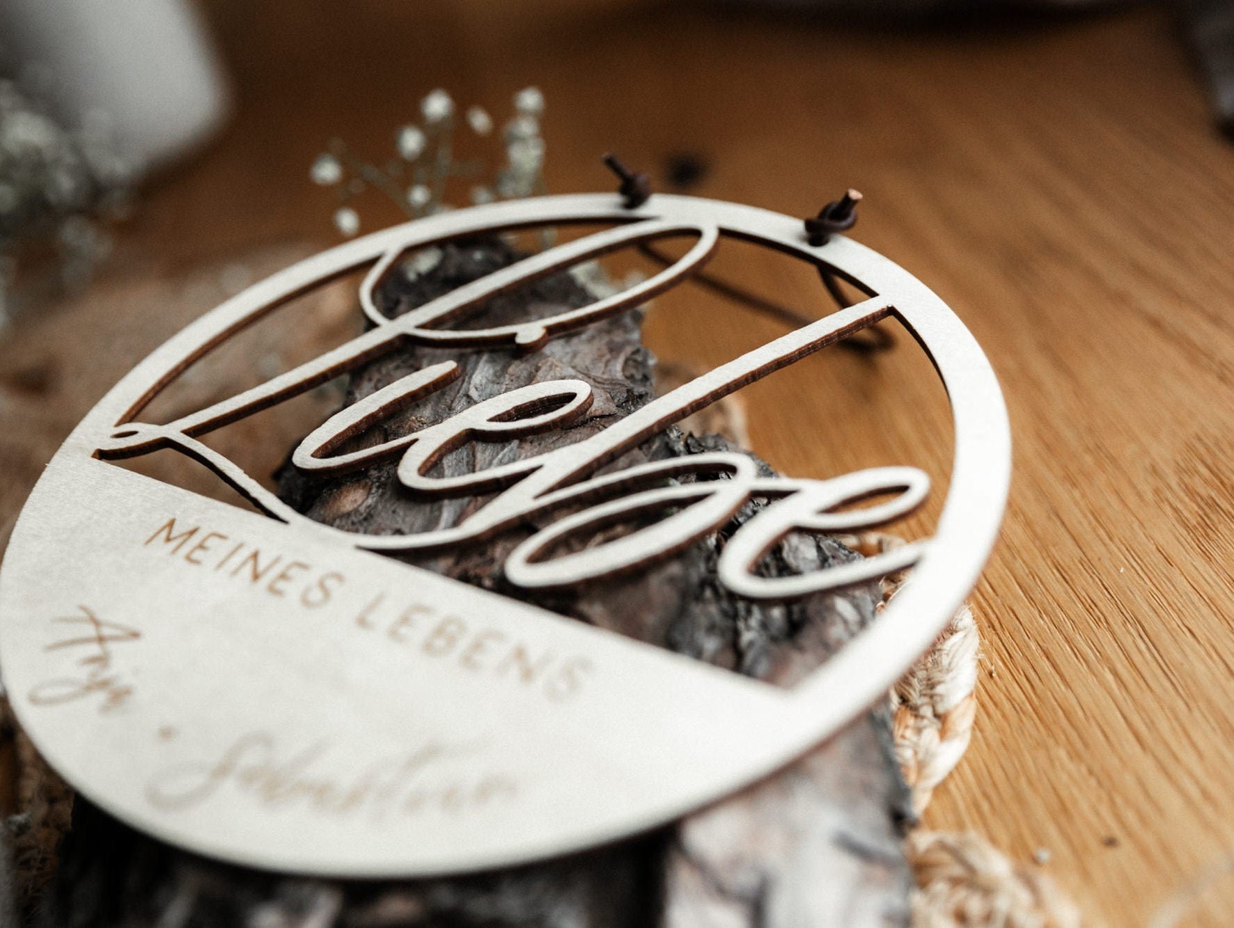 Holzschild - Liebe meines Lebens / Türschild personalisiert / Geschenkidee für Frau
