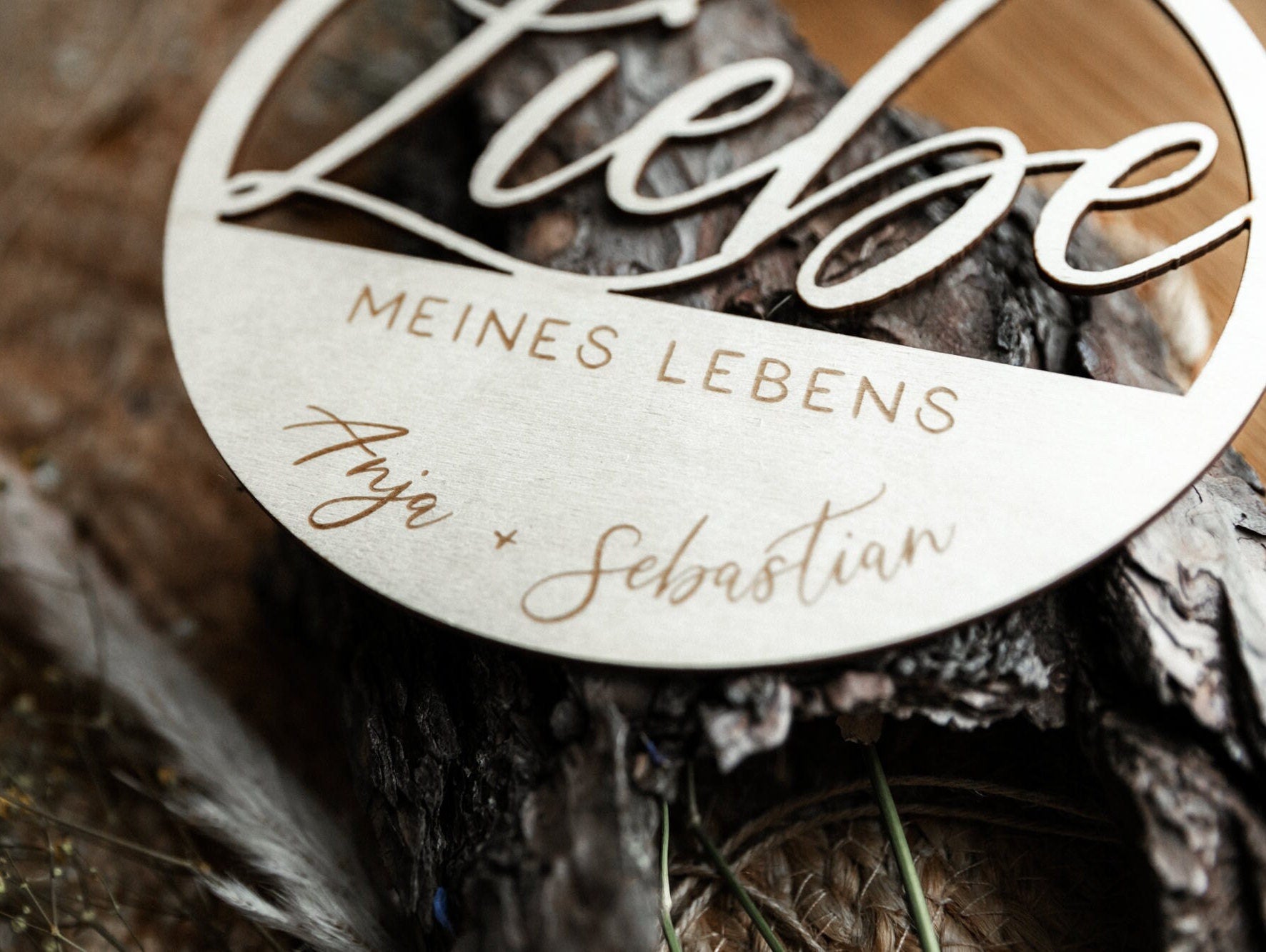 Holzschild - Liebe meines Lebens / Türschild personalisiert / Geschenkidee für Frau
