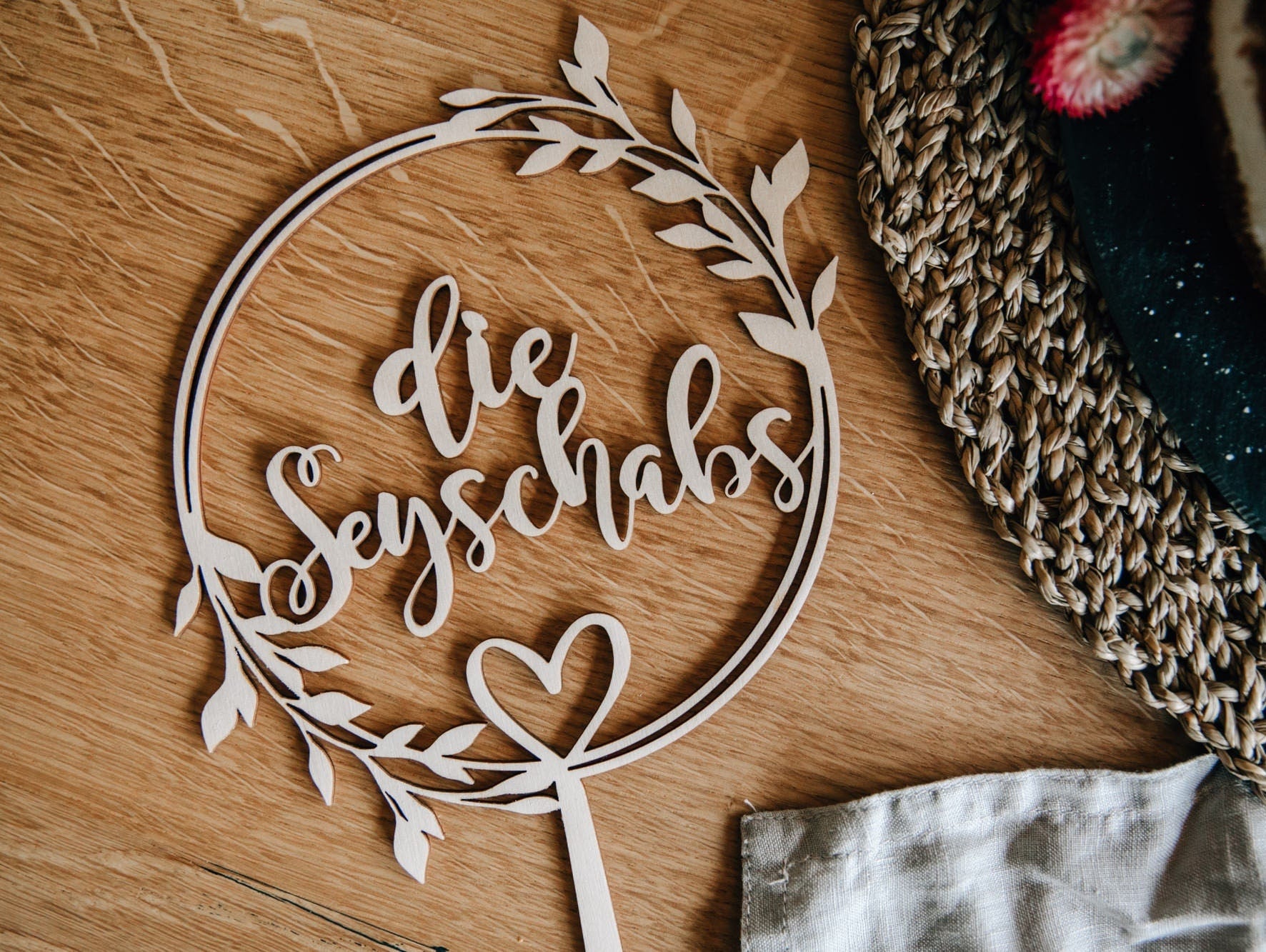 Caketopper für Hochzeit personalisiert mit Namen und Datum / Tortenstecker Hochzeitstorte / Kuchenstecker Hochzeit