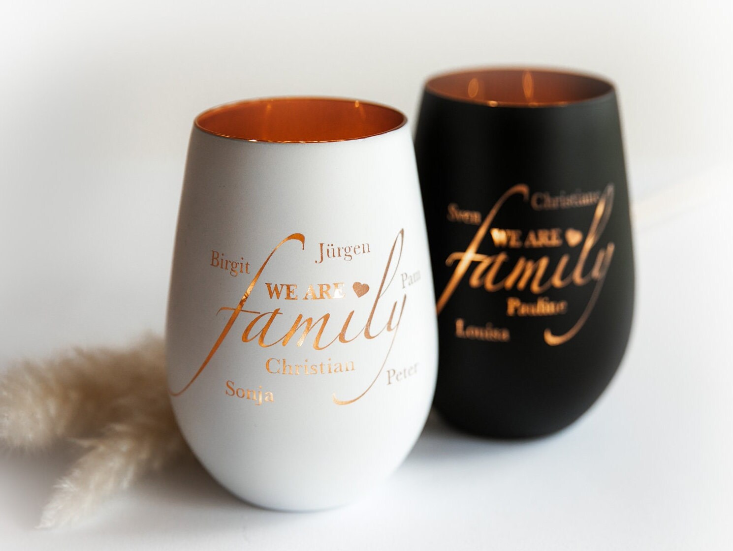 Personalisiertes Windlicht - Familie "we are family" Kristallglas / Erinnerungslicht mit Wunschnamen / personalisiertes Geschenk Familie