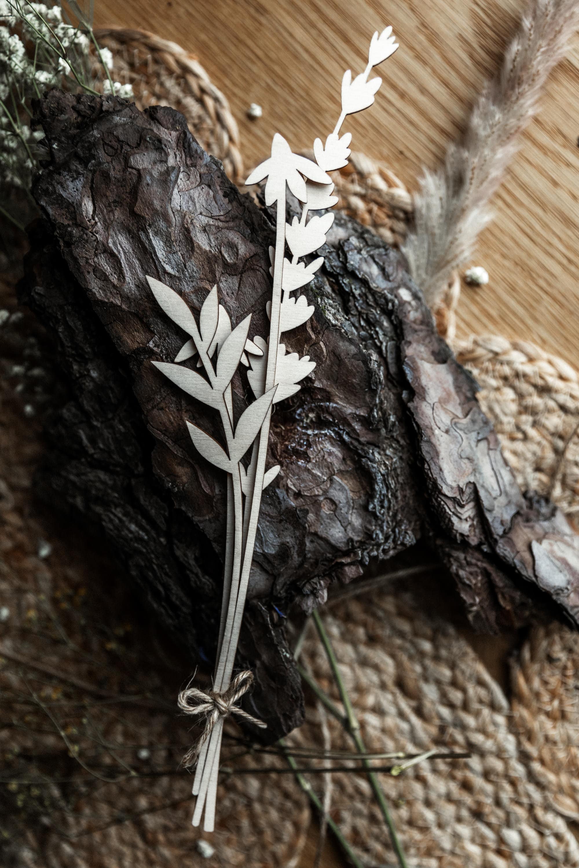 Holzblumen Basteldekoration / DIY Material