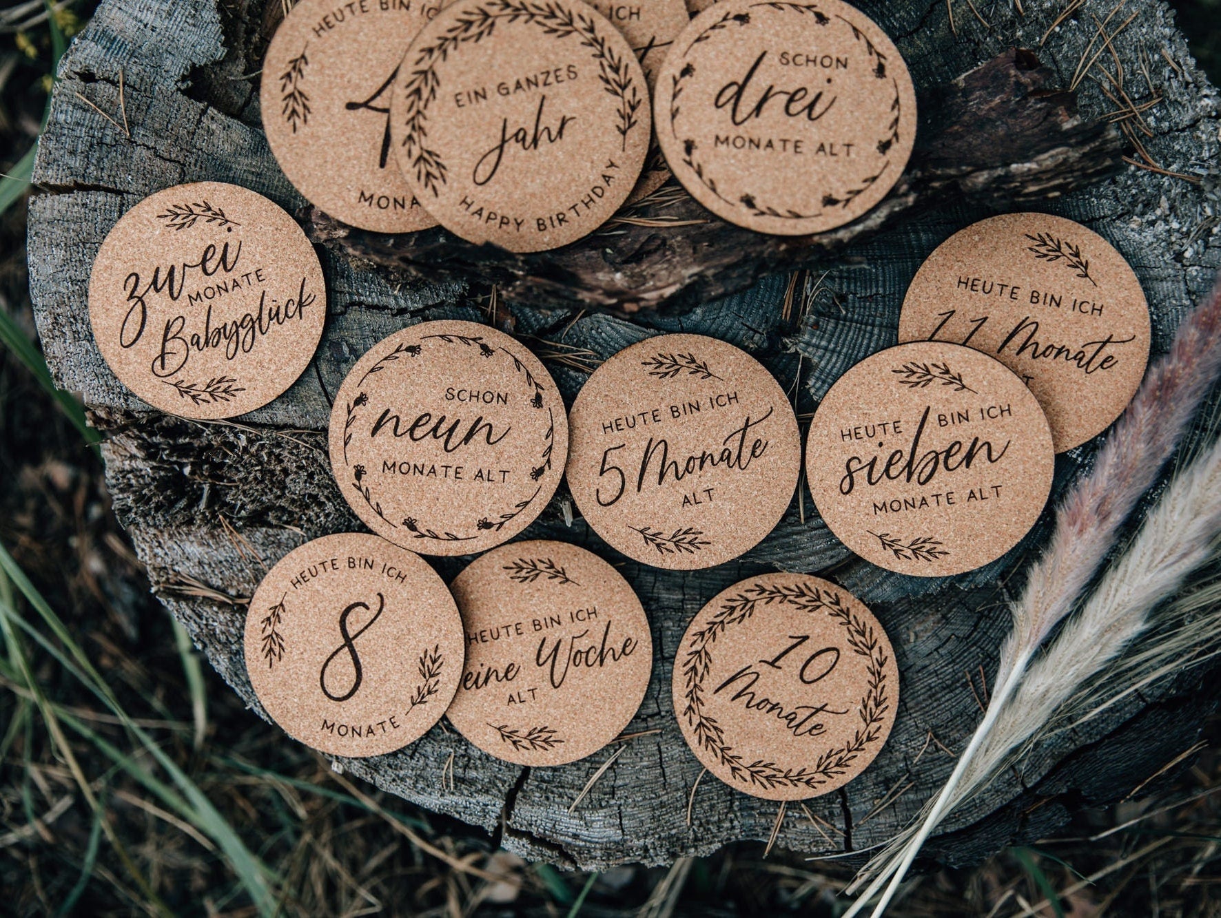 Meilensteinkarten Baby aus Kork - meine ersten Momente / Geschenk für Mütter oder zur Geburt