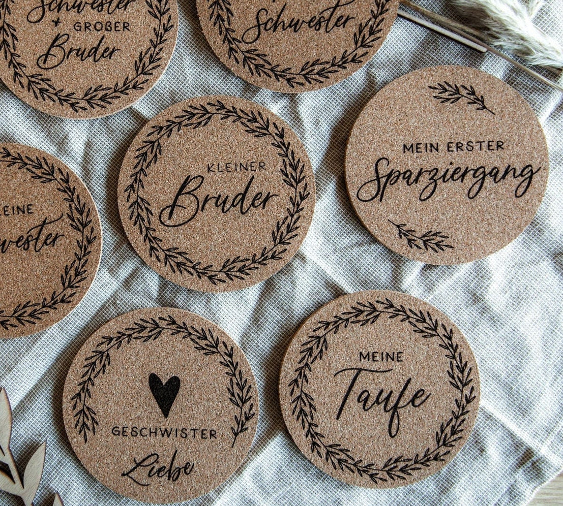 Meilensteinkarten Baby aus Kork - meine ersten Momente / Geschenk für Mütter oder zur Geburt