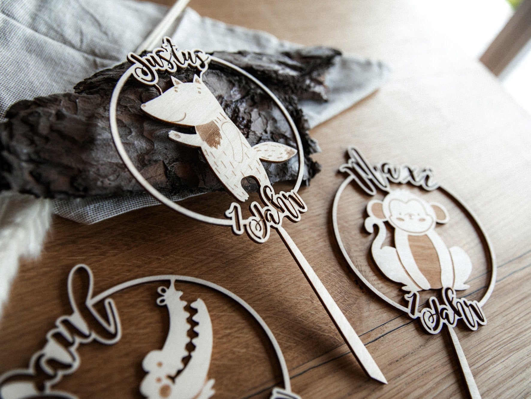 Personalisierter Caketopper für Kindergeburtstage / Kuchendeko Geburtstag mit vielen Tiermotiven