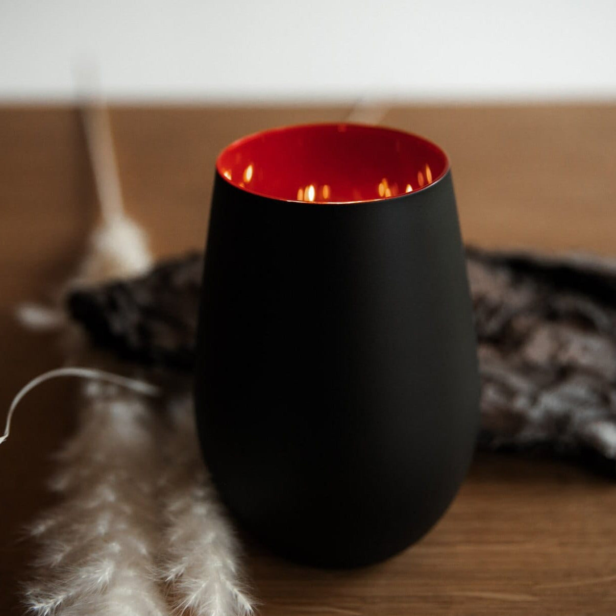 Personalisiertes Windlicht aus Glas mit Wunschtext auf der Rückseite